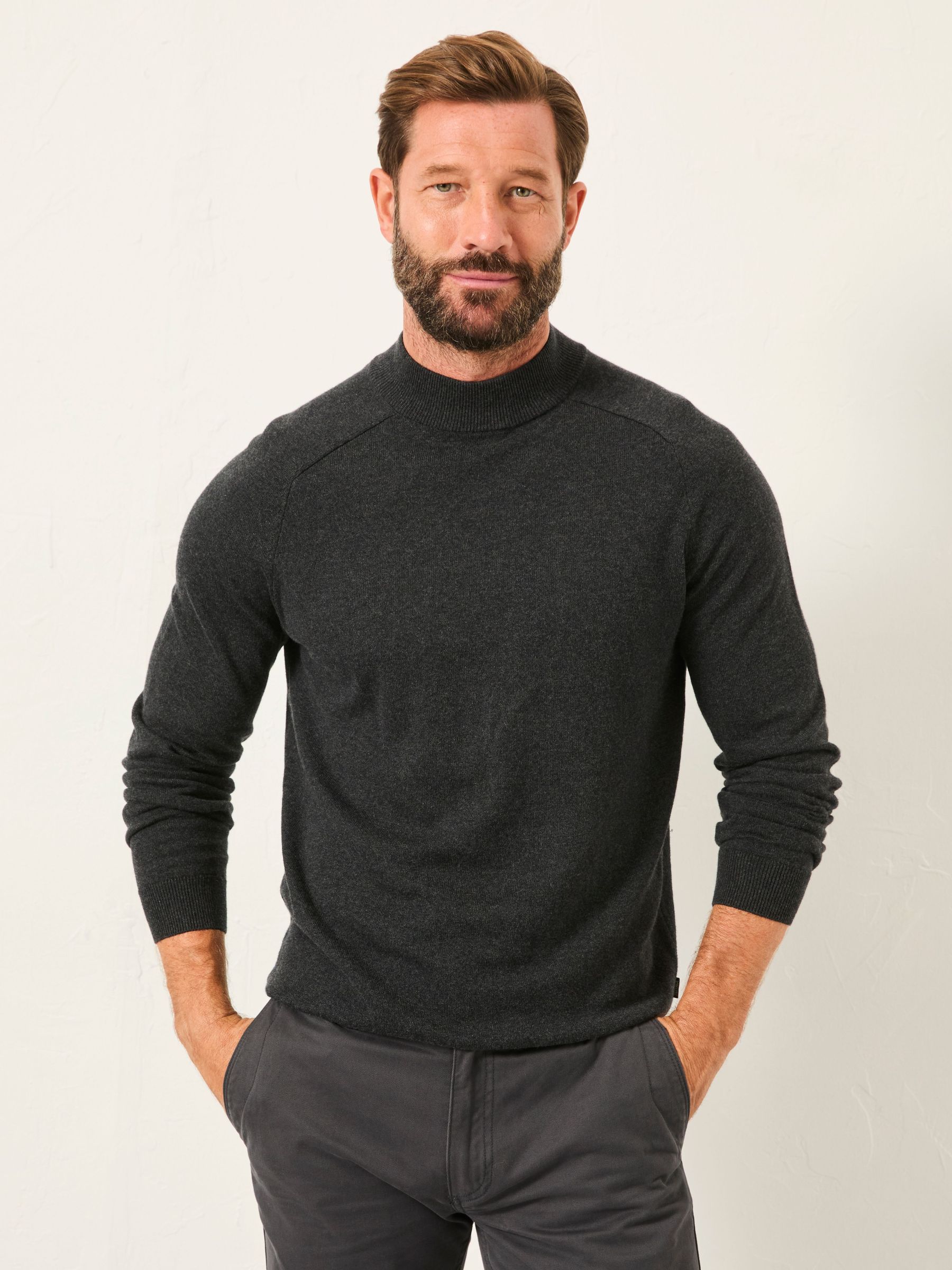 Rye Charcoal Grey Knitted Turtle Neck Jumper (F69643) | £49.50