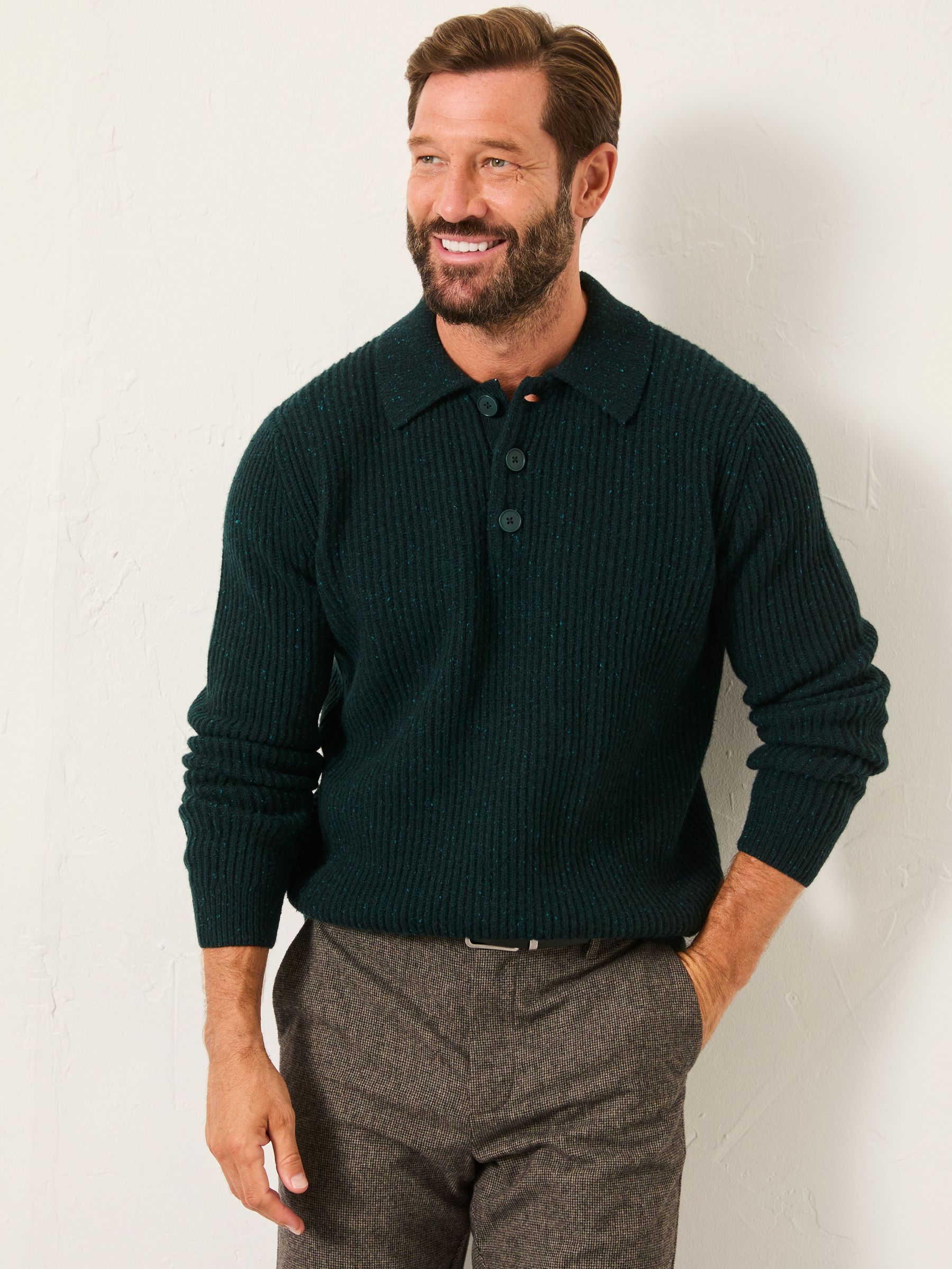 Sennen Dark Green Knitted Half Neck Jumper (F69660) | £75