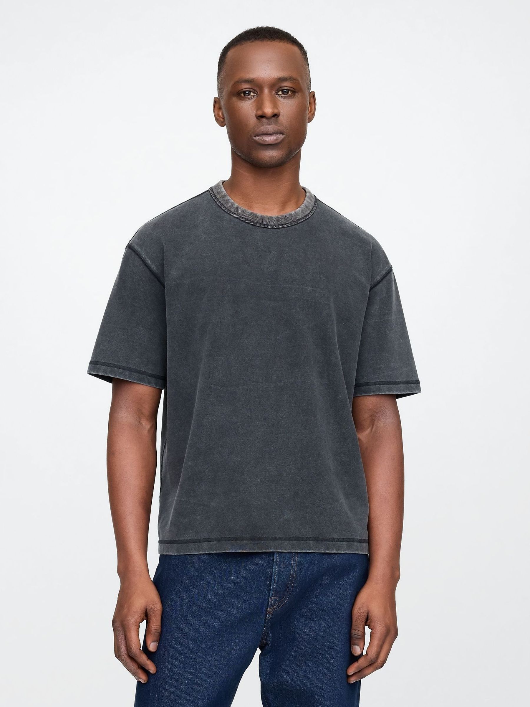 Washed Black Washed UltraSoft Heavyweight Boxy T-Shirt (F69851) | £25