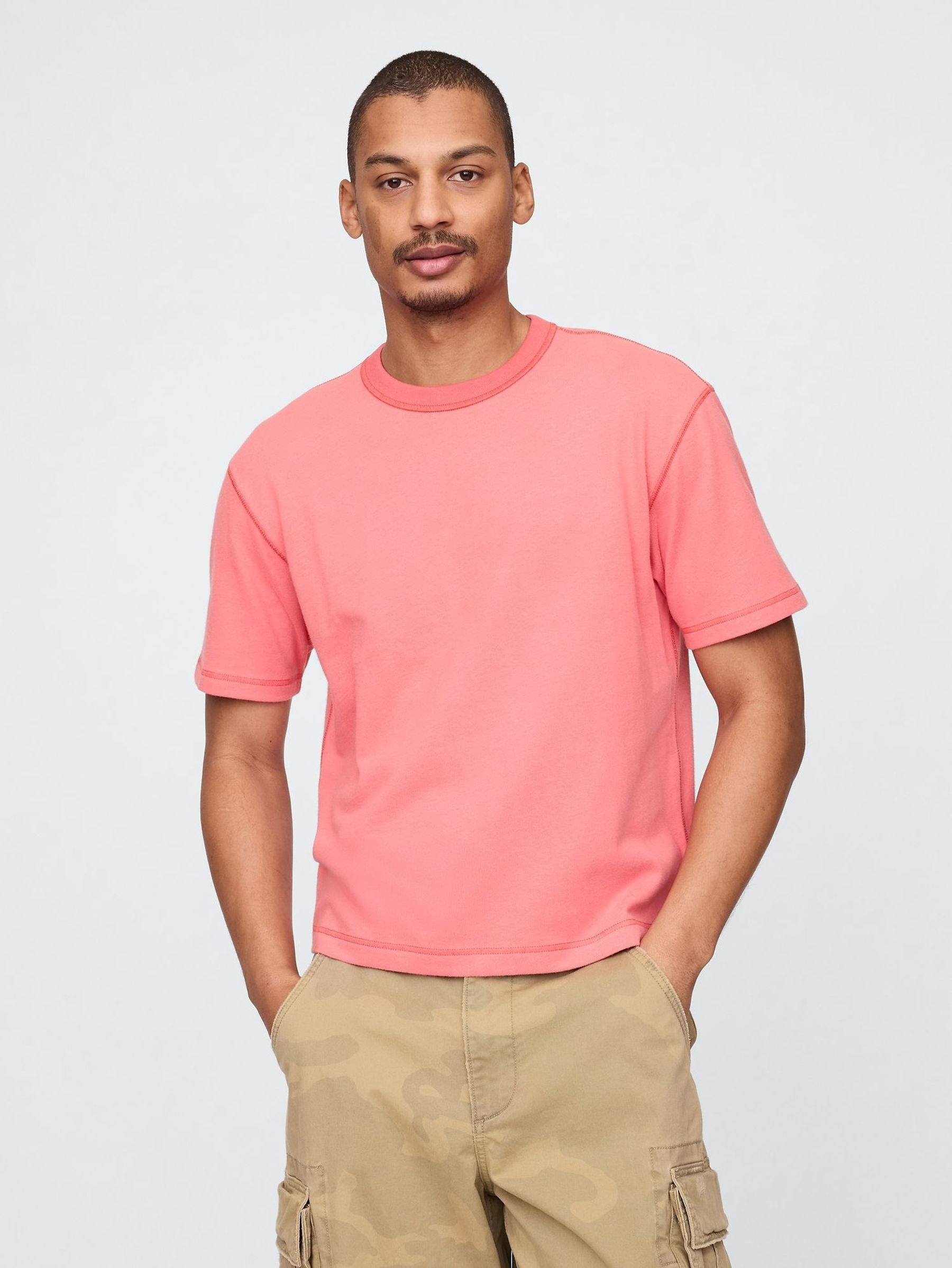 Pink Washed UltraSoft Heavyweight Boxy T-Shirt (F69854) | £25