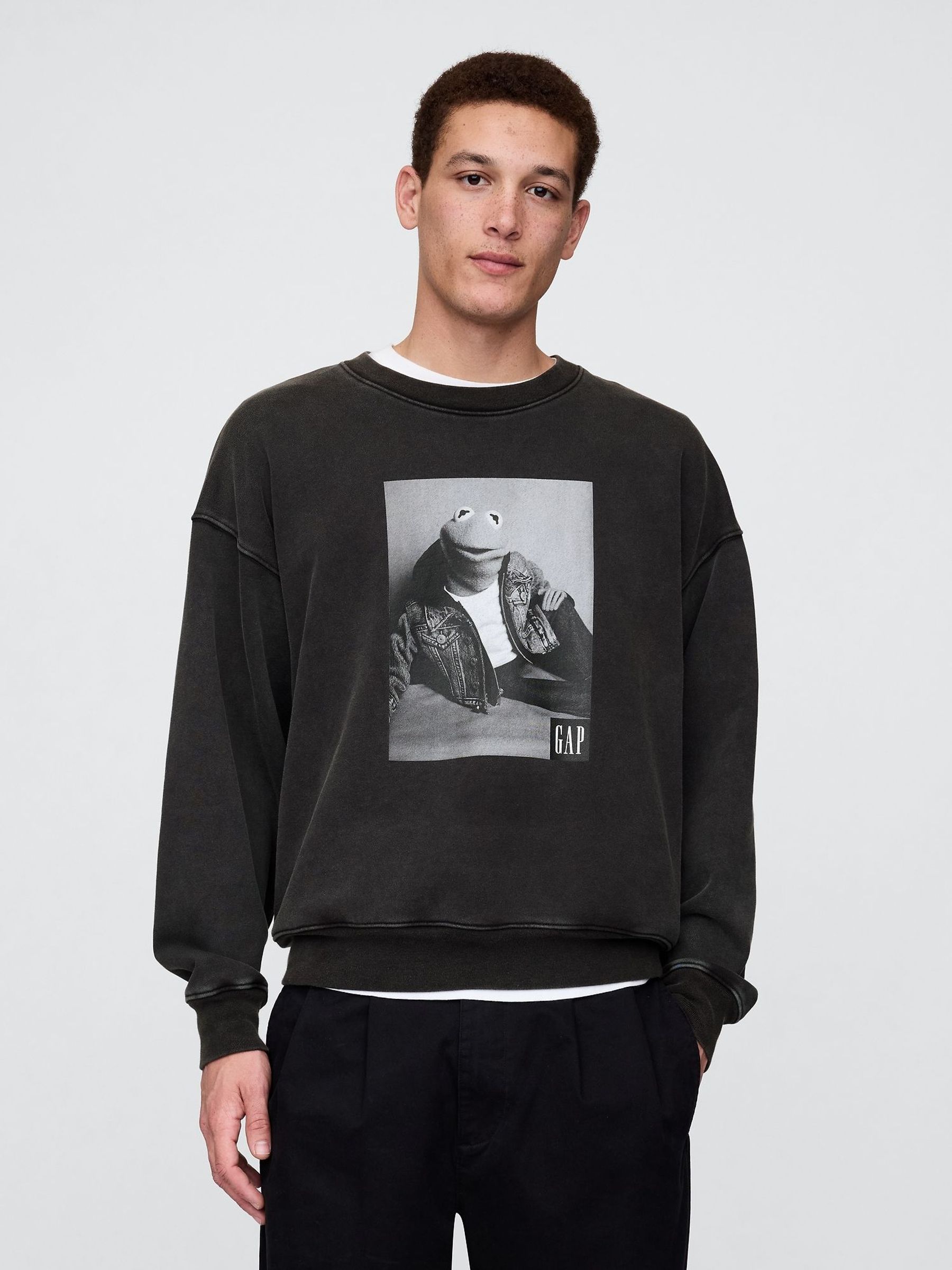Black Kermit The Muppets Oversized Crew Neck Sweatshirt (F69857) | £45