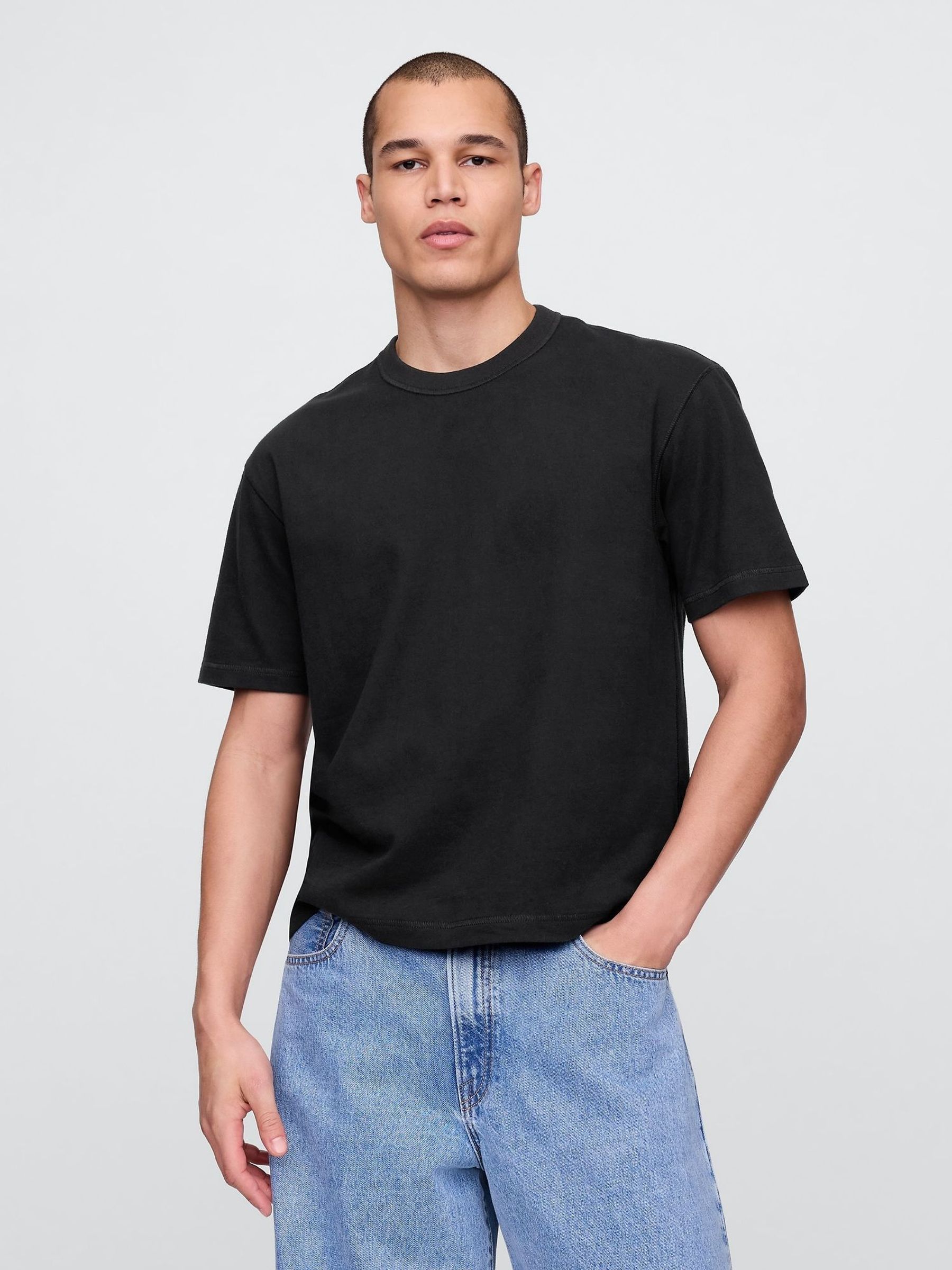 Black Washed UltraSoft Heavyweight Boxy T-Shirt (F69860) | £25
