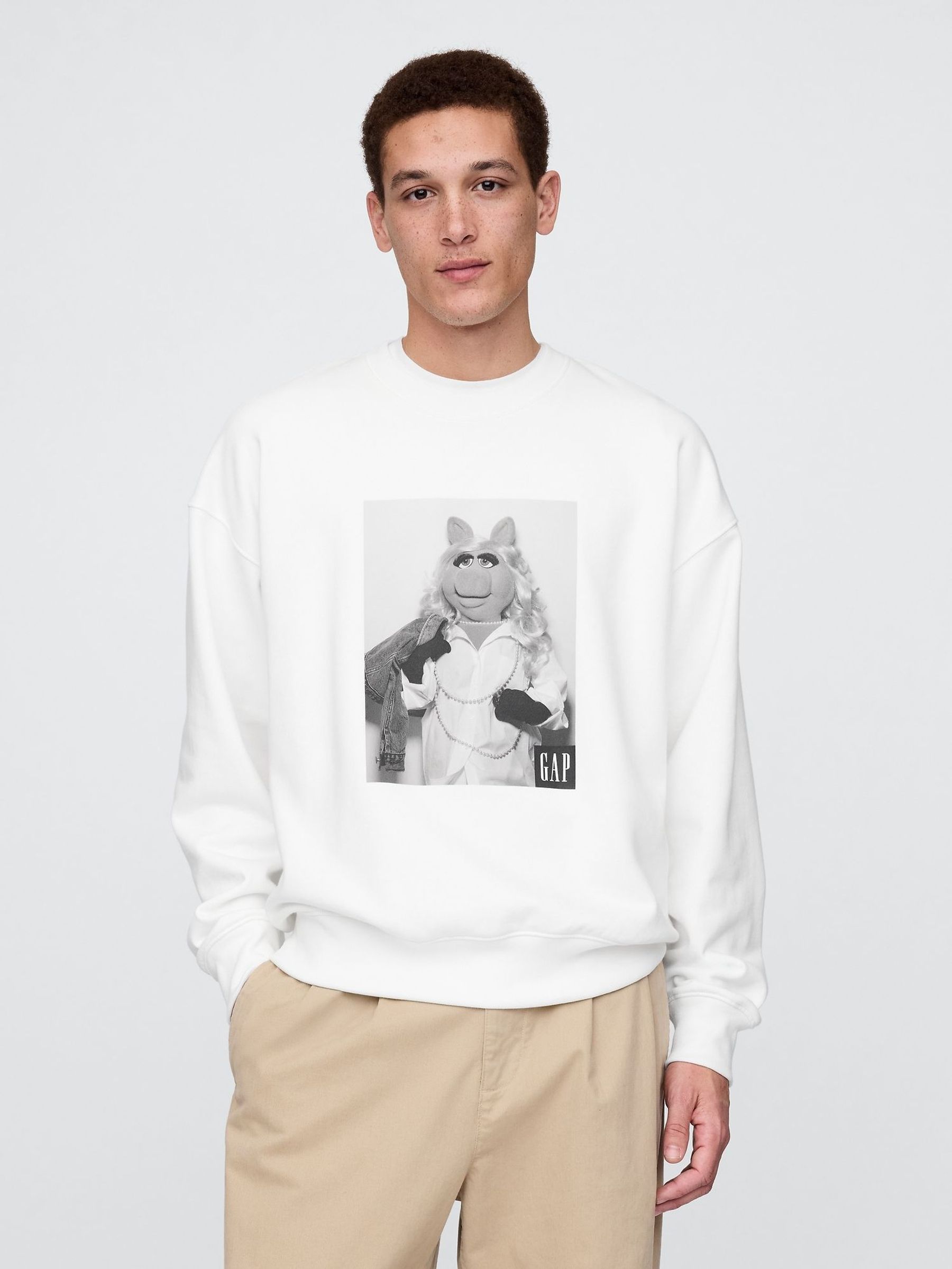 White Miss Piggy The Muppets Oversized Crew Neck Sweatshirt (F69862) | £75