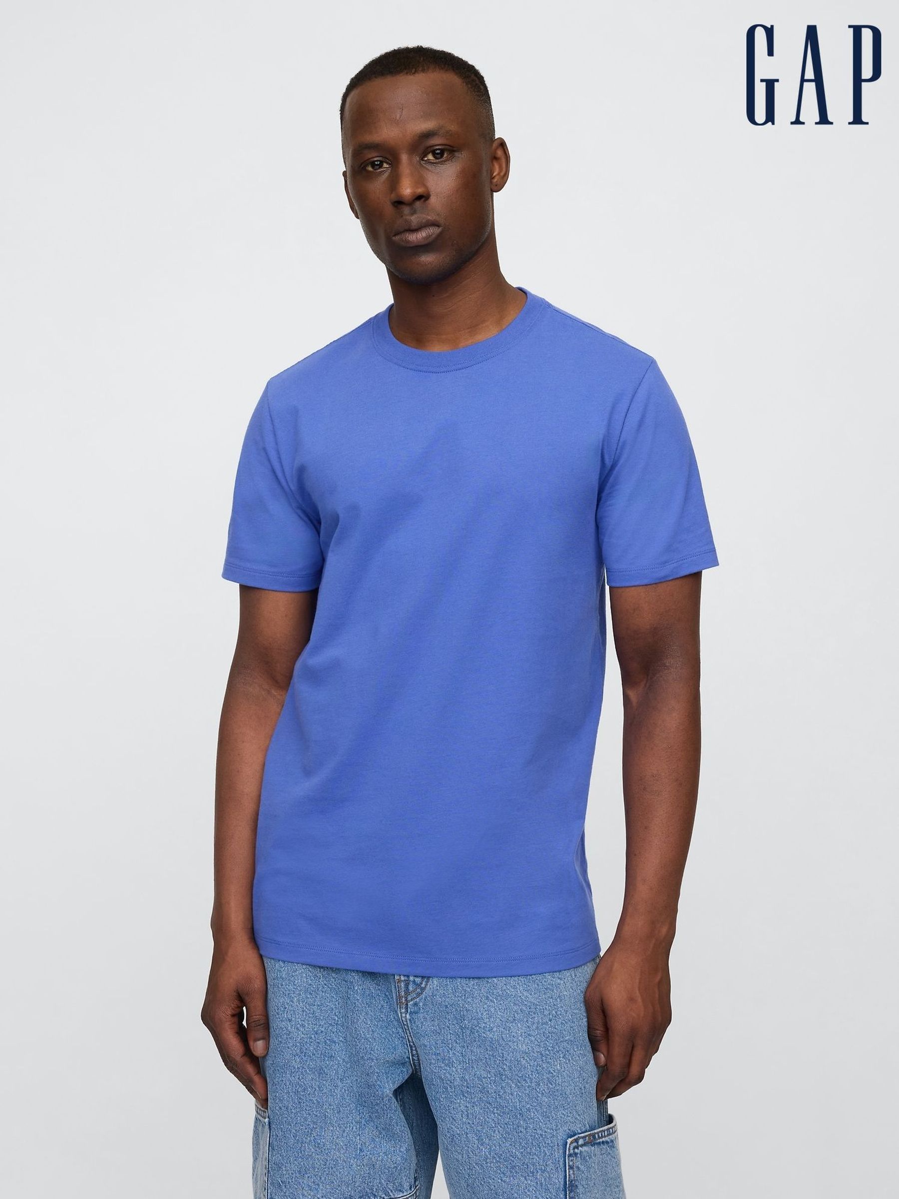 Blue Short Sleeve Everyday 100% Cotton Crew Neck T-Shirt (F69865) | £12