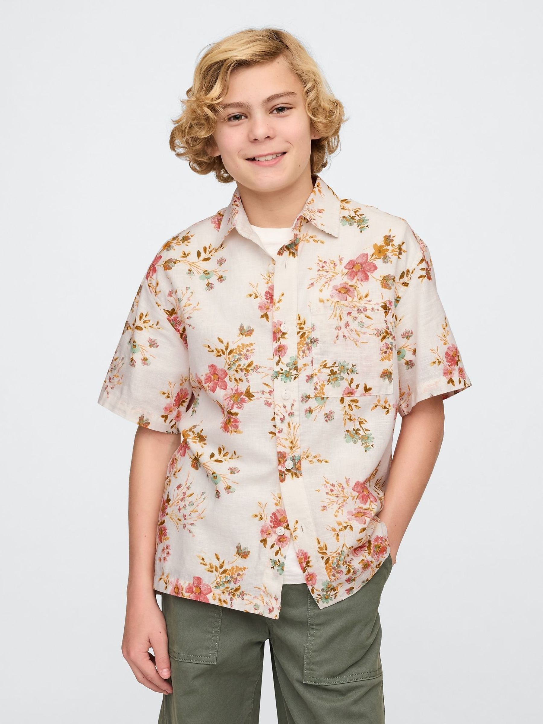 Cream Organic Cotton Poplin Shirt (4-13yrs) (F70143) | £18