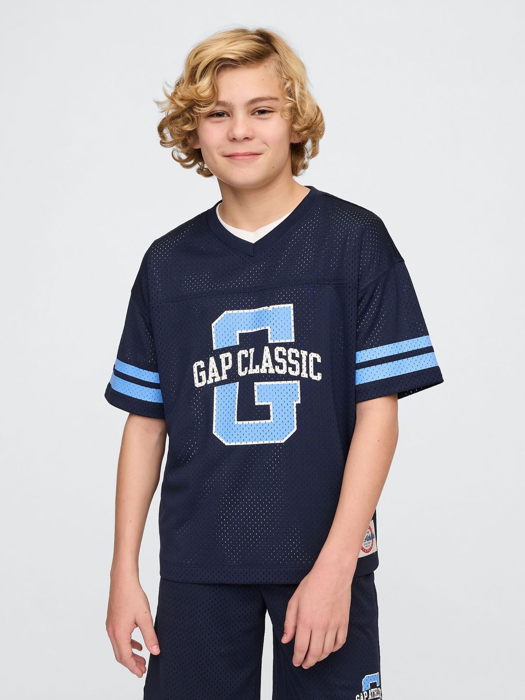 Navy Blue Tech Mesh Jersey T-Shirt (4-13yrs) (F70157) | £16
