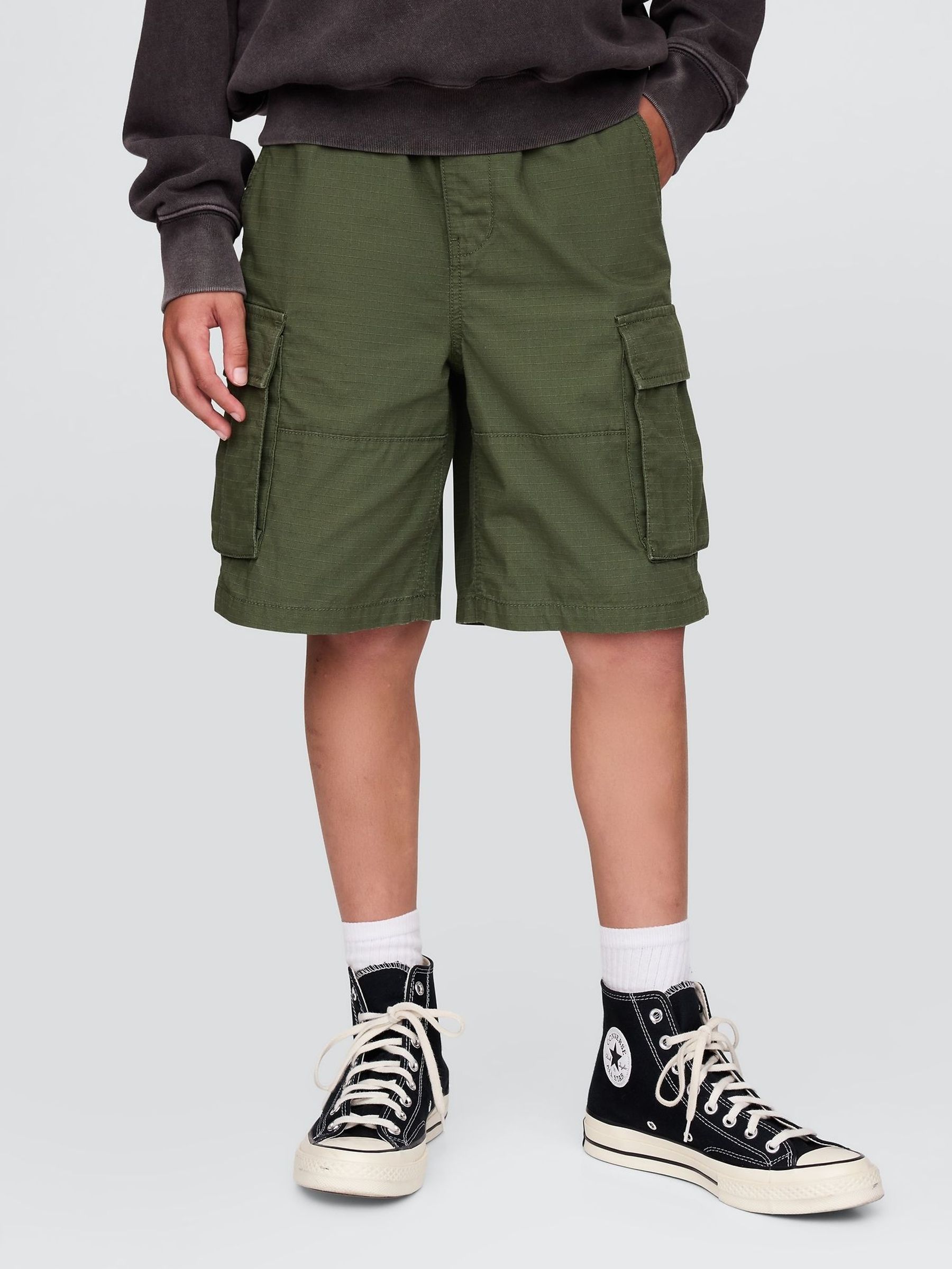 Green Ripstop Easy Cargo Shorts (4-13yrs) (F70166) | £25
