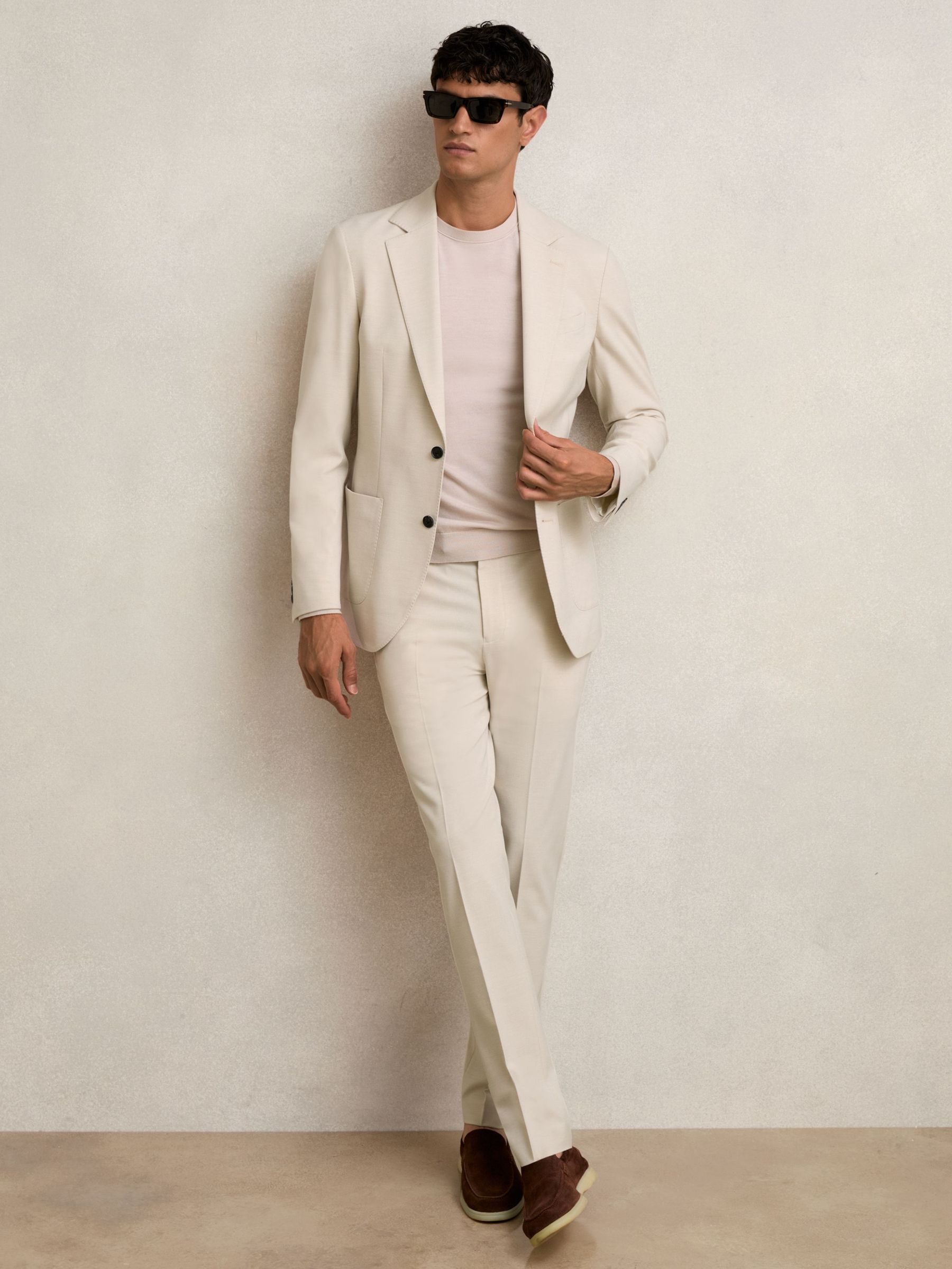 Slim Fit Internal Drawstring Trousers in Stone (F70348) | £108