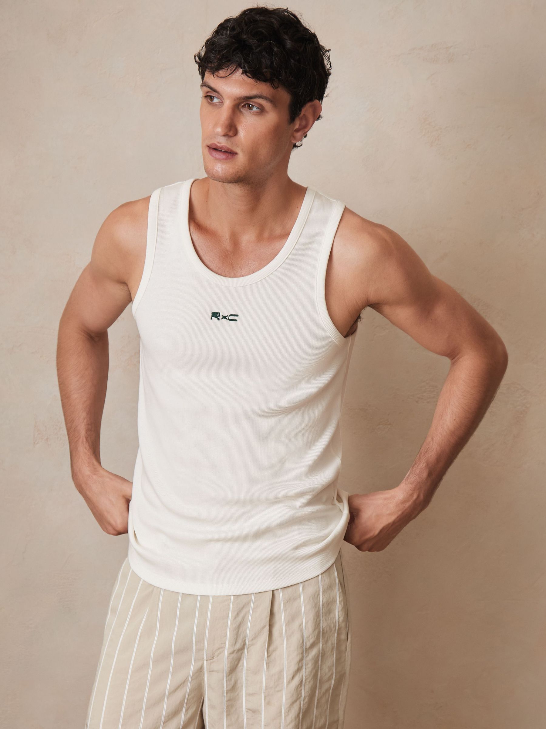 Reiss | Ché Logo-Embroidered Vest in White (F70367) | £38