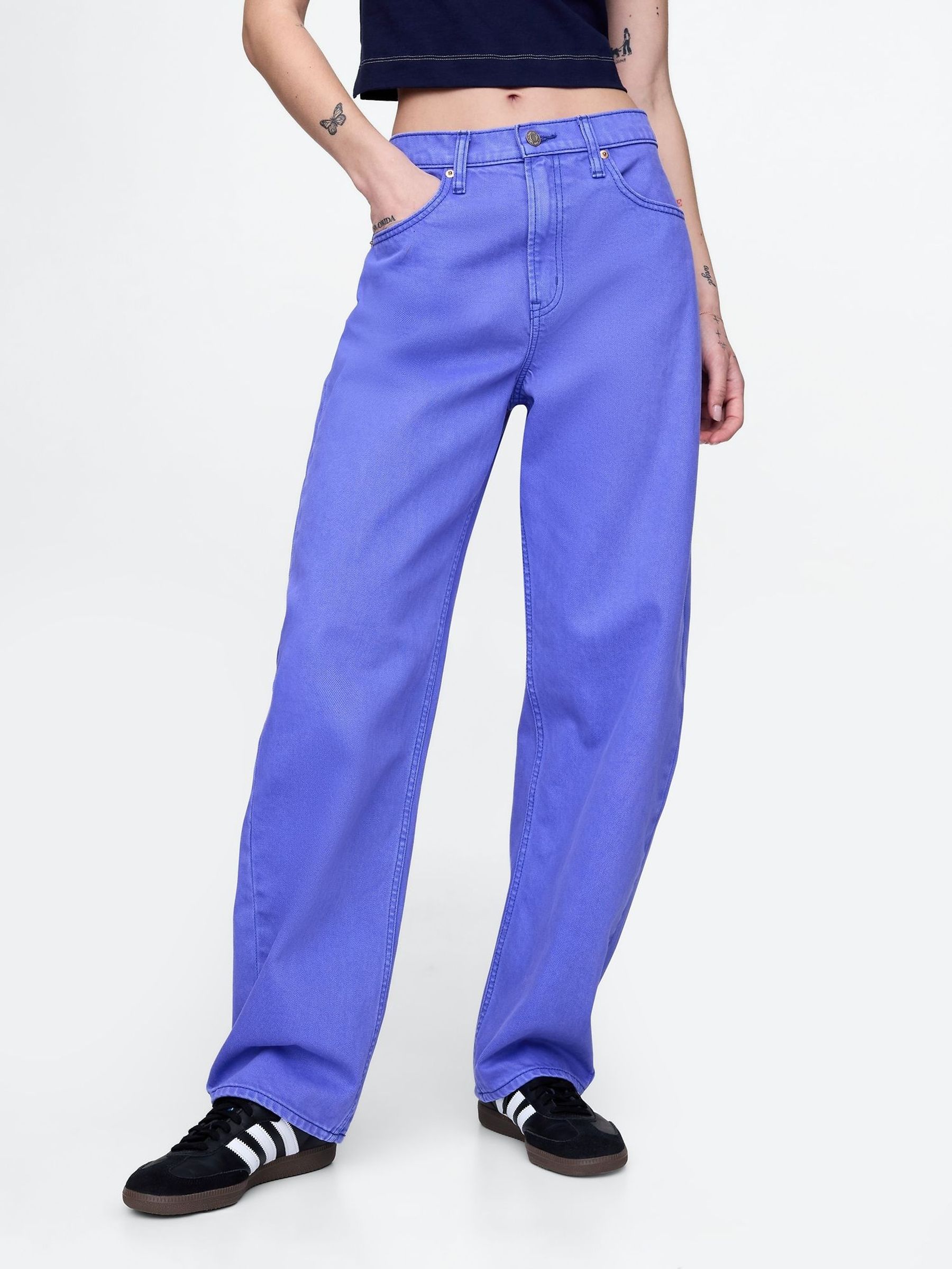 Blue High Waisted Barrel Jeans (F71737) | £55