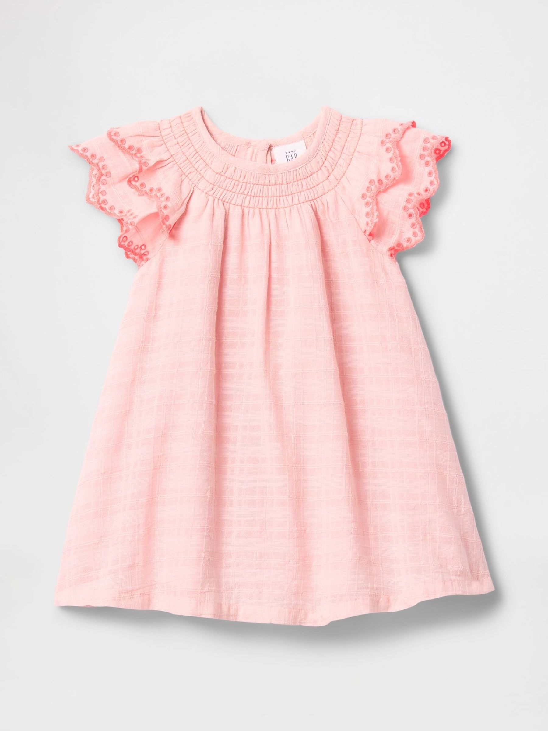 Pink Flutter-Sleeve Cotton Dress (Newborn-24mths) (F71900) | £25