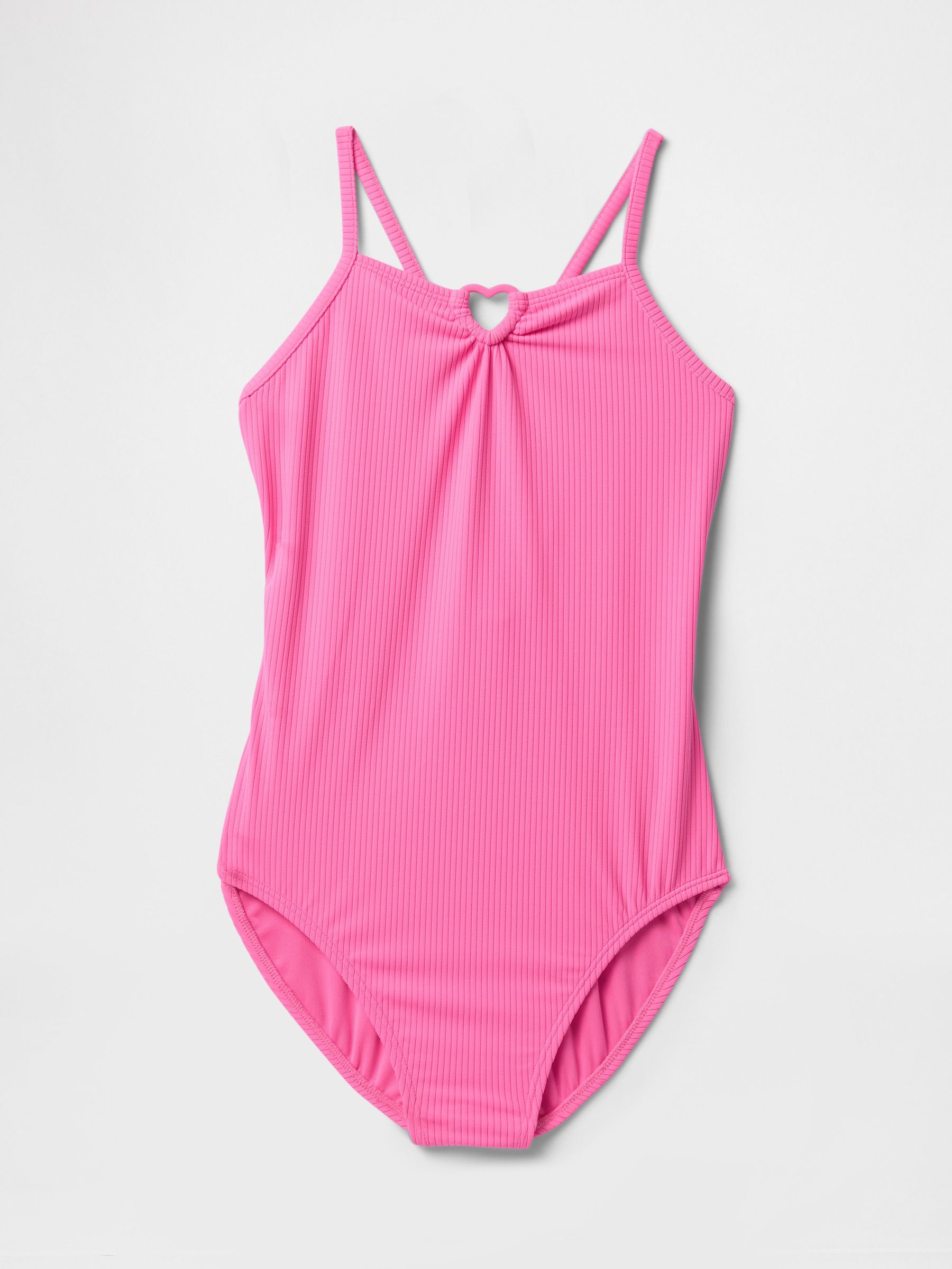 Pink Heart Rib Cross Back Swimsuit (4-13yrs) (F72071) | £25
