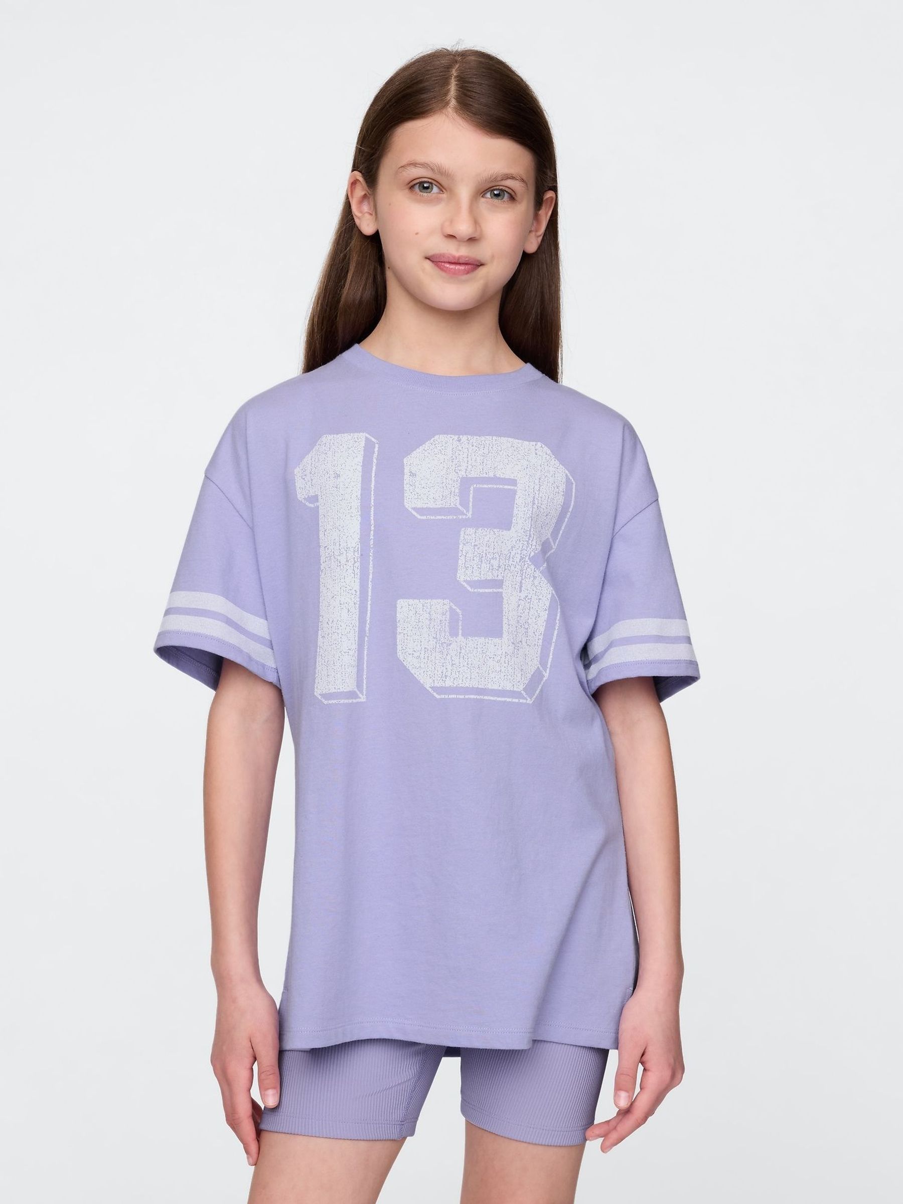 Purple Tunic Varsity Graphic T-Shirt (F72077) | £14