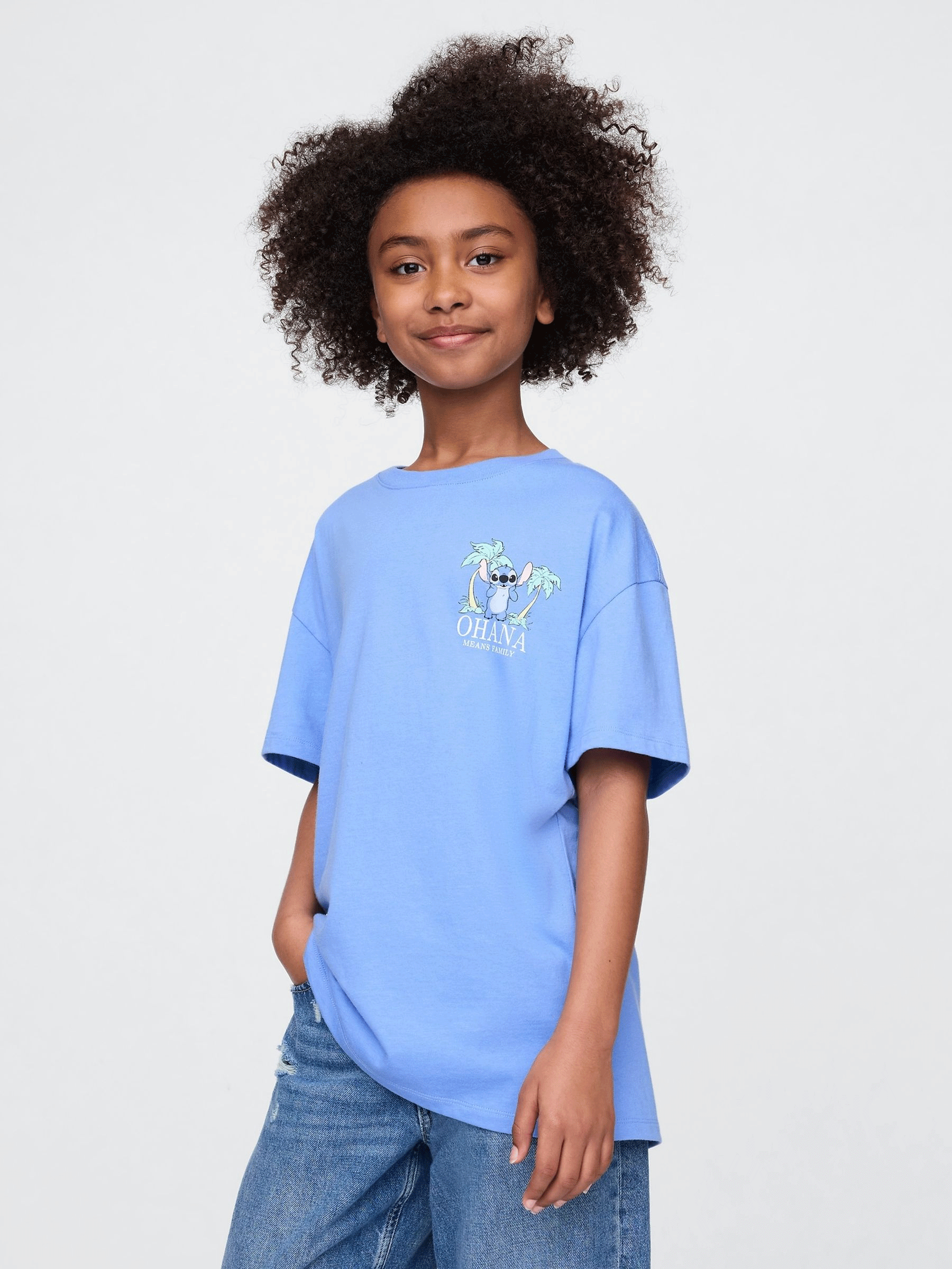 Blue Stitch Disney Oversized Graphic T-Shirt (4-13yrs) (F72081) | £16