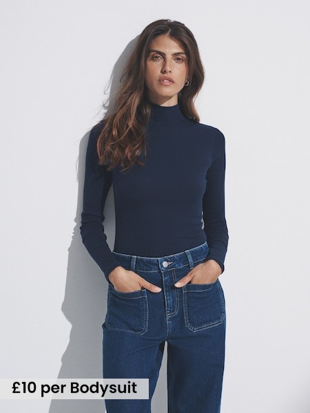 3 Pack Long Sleeve Ribbed High Neck Bodies (F73250) | £30