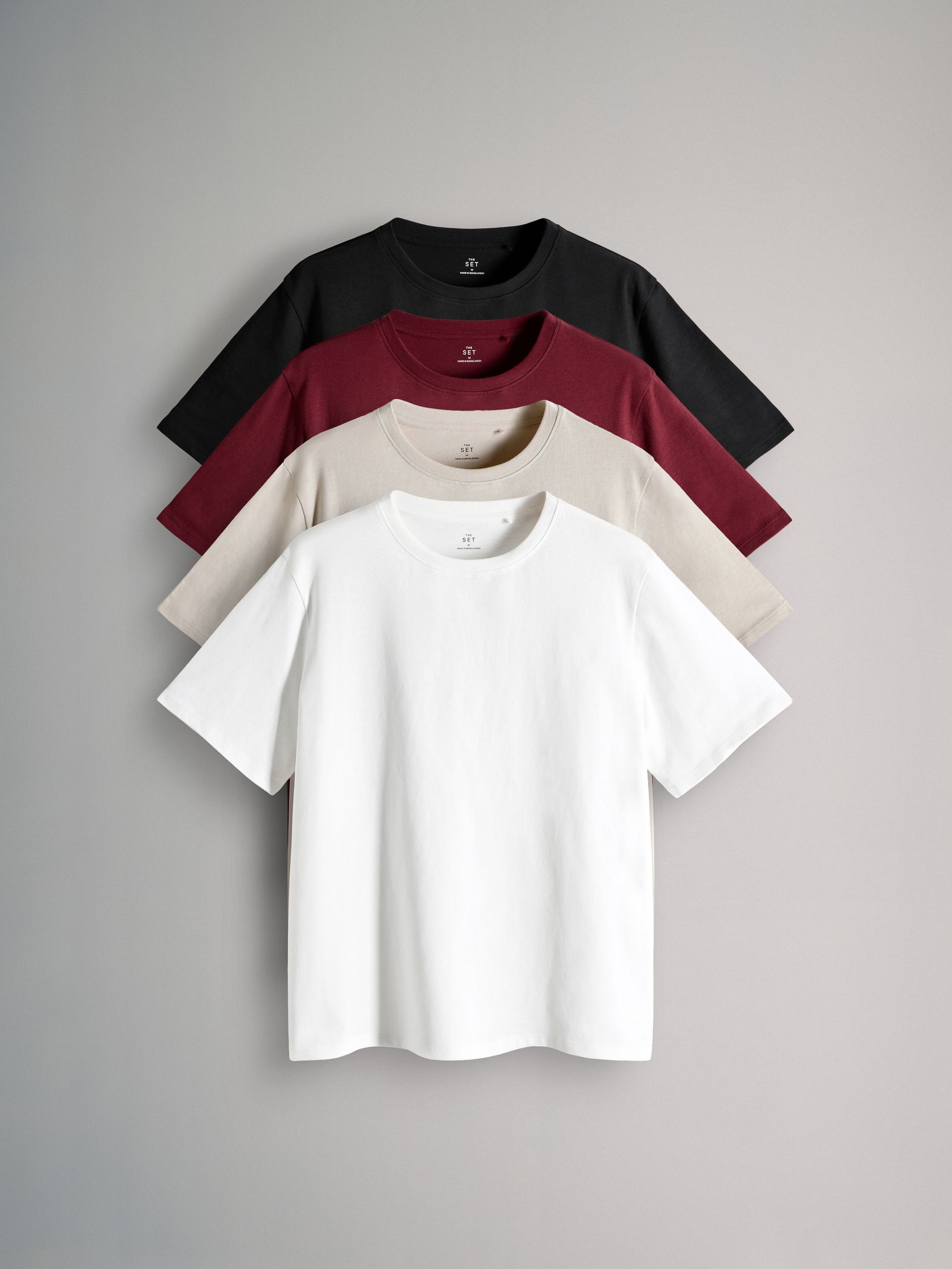 Black/Dark Red/Warm Stone/Cream - 4 Pack Short Sleeved Relaxed T-Shirts (F73264) | £20
