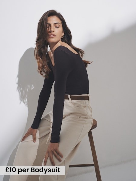3 Pack Long Sleeve Scoop Neck Ribbed Bodies (F73267) | £30