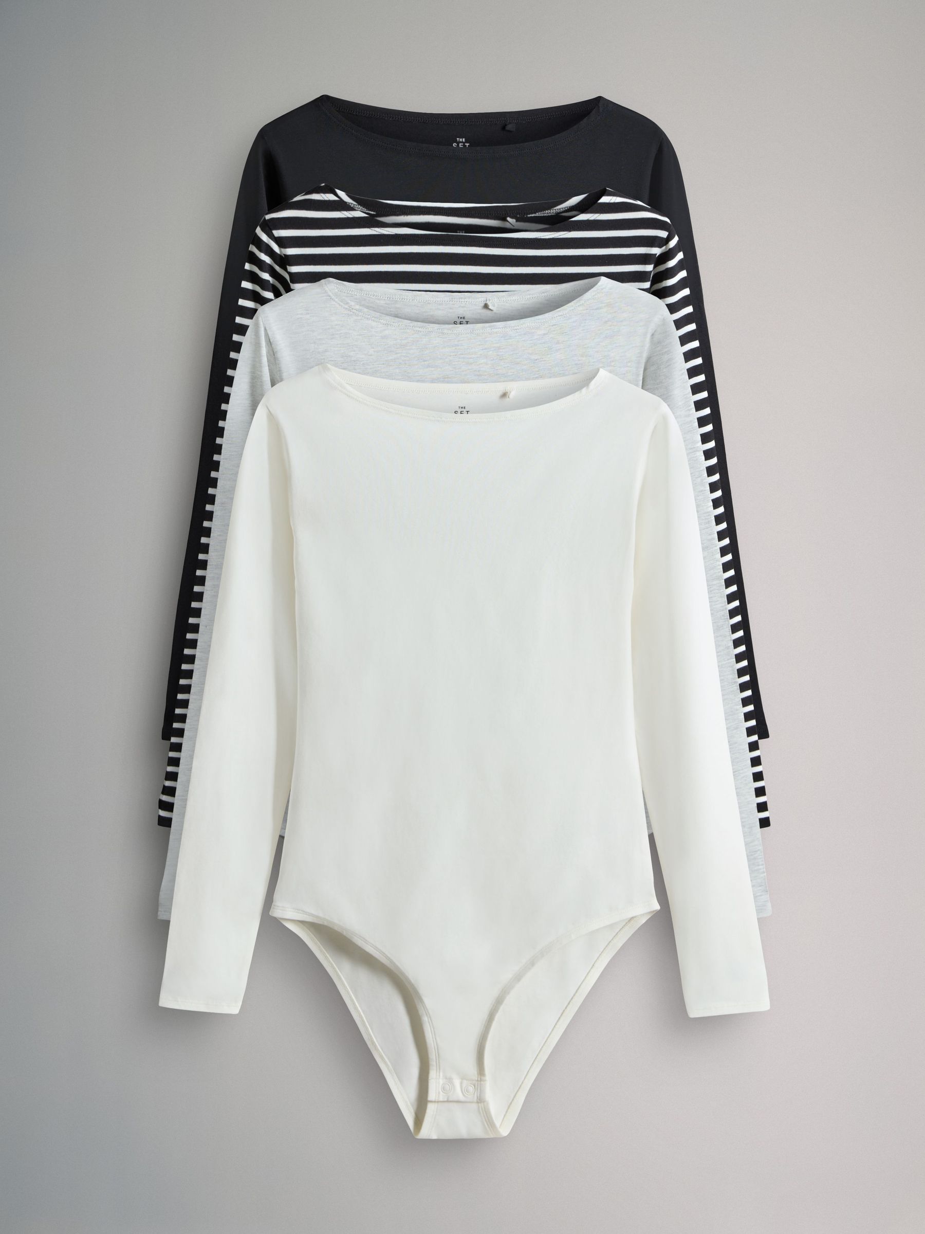 Boat Neck Long Sleeve Bodysuits 4 Pack (F73270) | £36