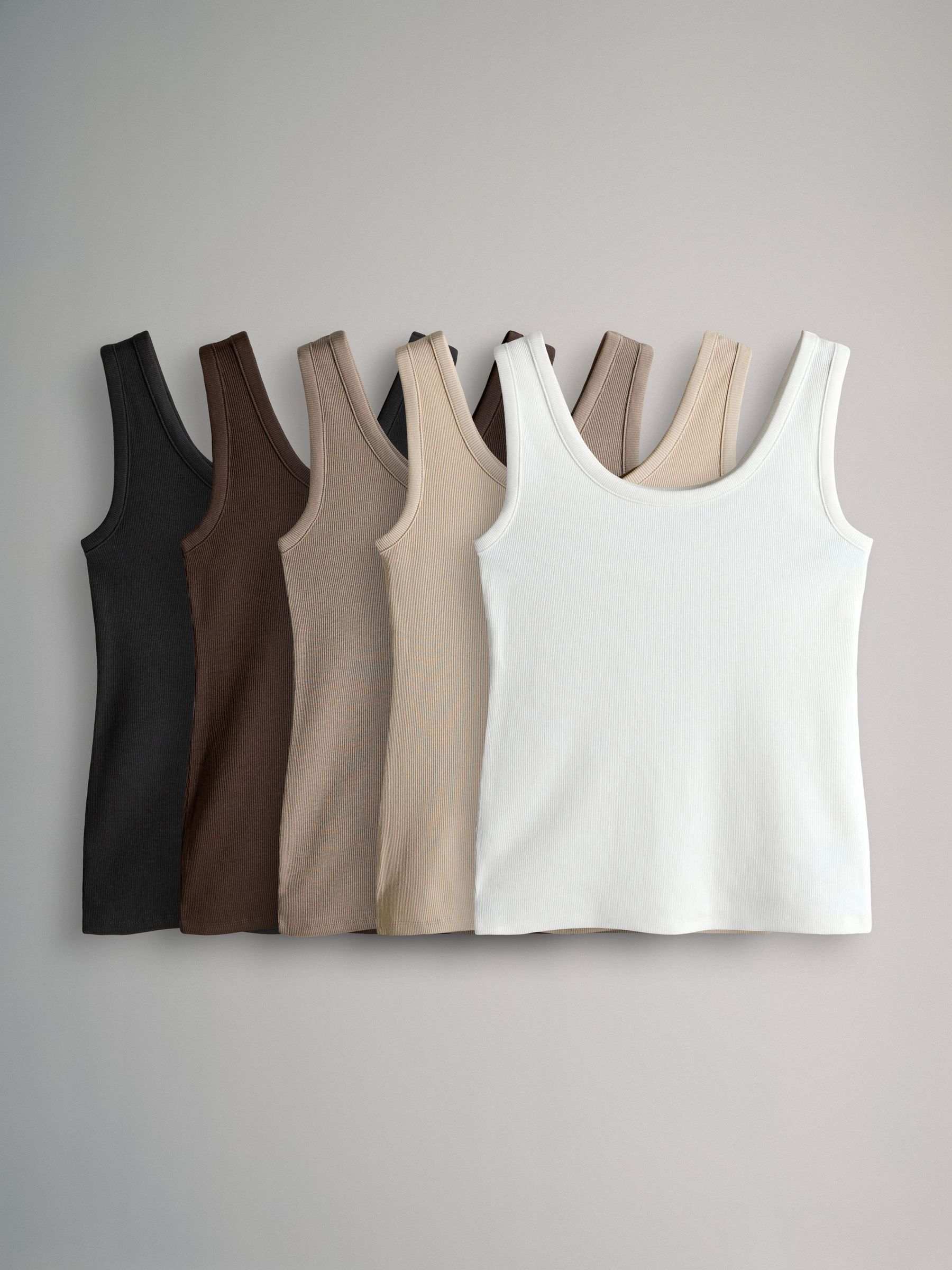 5 Pack Ribbed Scoop Neck Vests (F73273) | £21