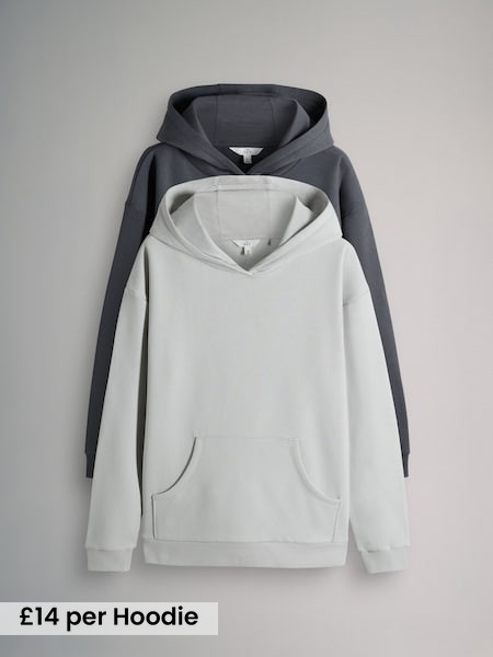 Charcoal Grey/Light Grey - 2 Pack Relaxed Hoodie (F73411) | £28