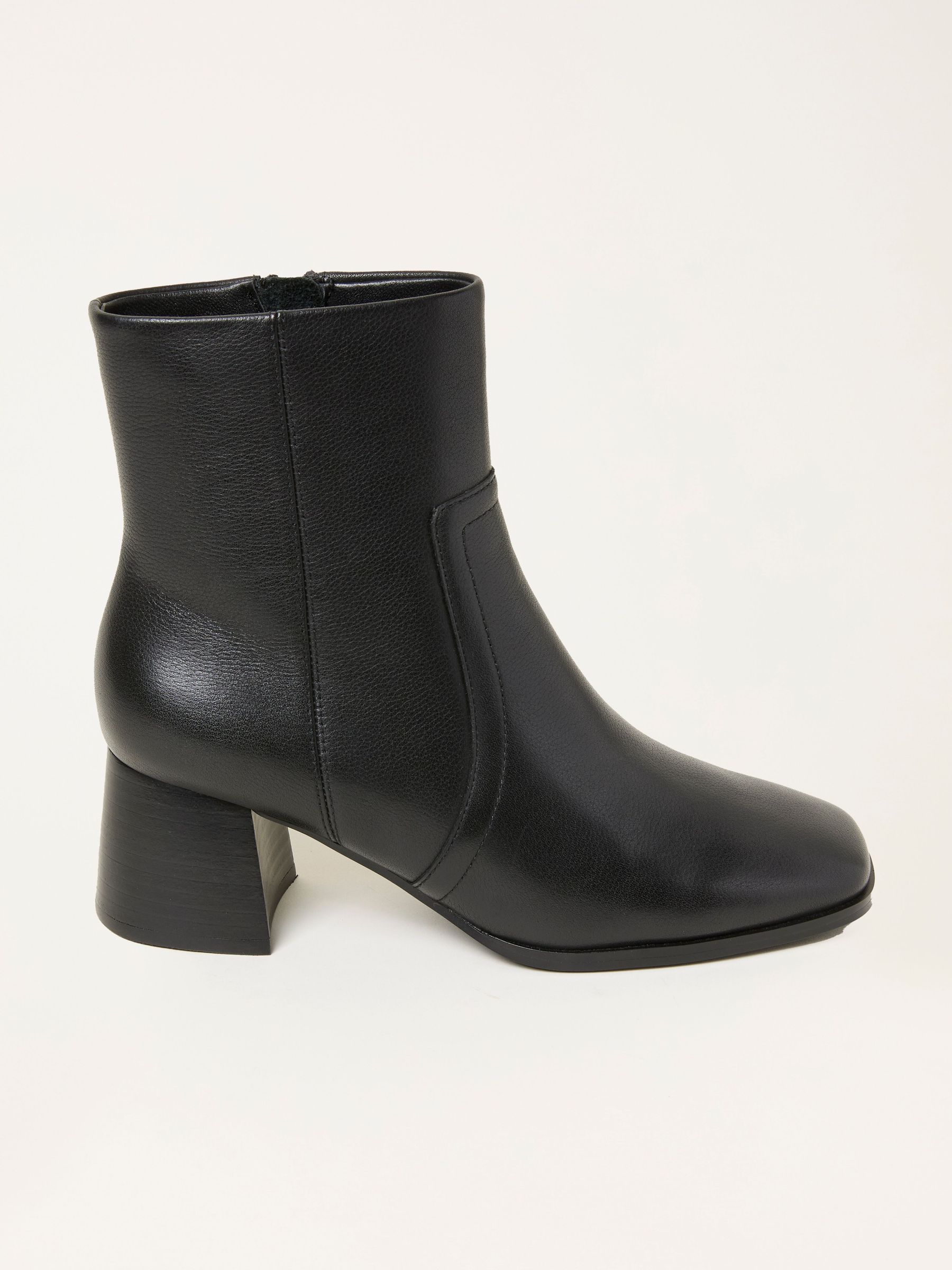 Black Flared Heel Leather Boot (F73994) | £85