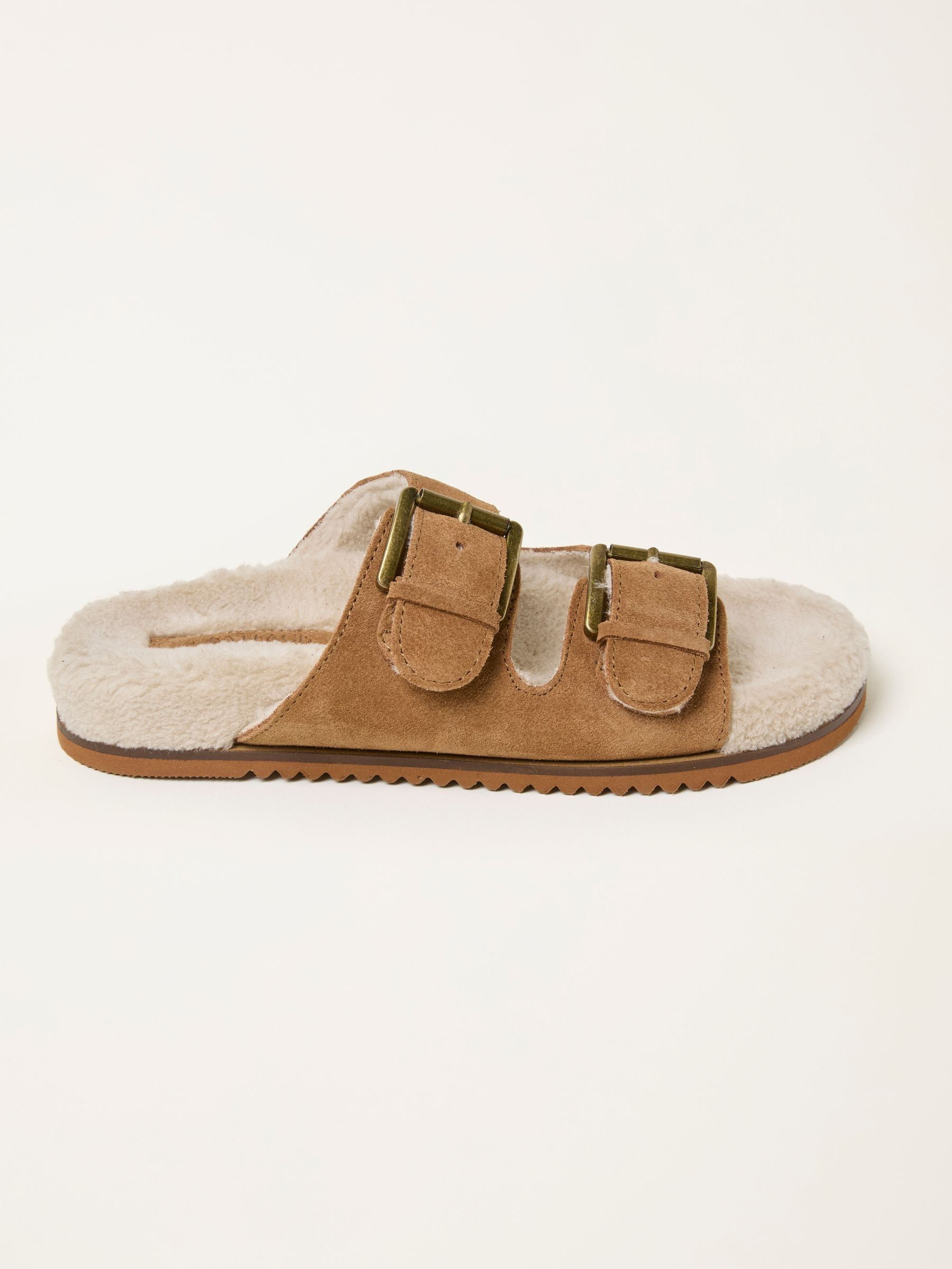 Tan Brown Cosy Borg Lined Leather Footbed (F74127) | £55