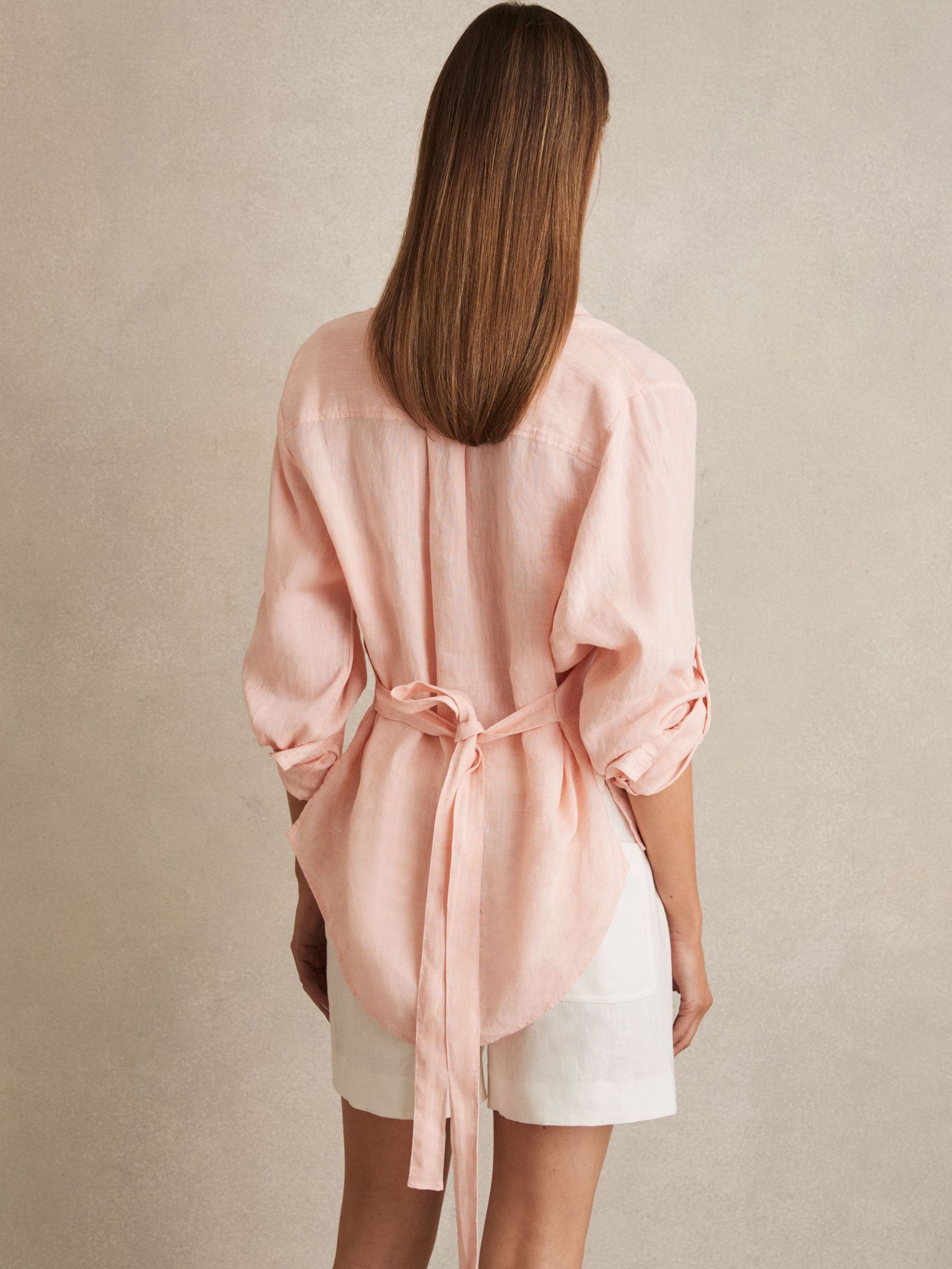 Linen Tie-Back Shirt in Pale Pink (F74177) | £110