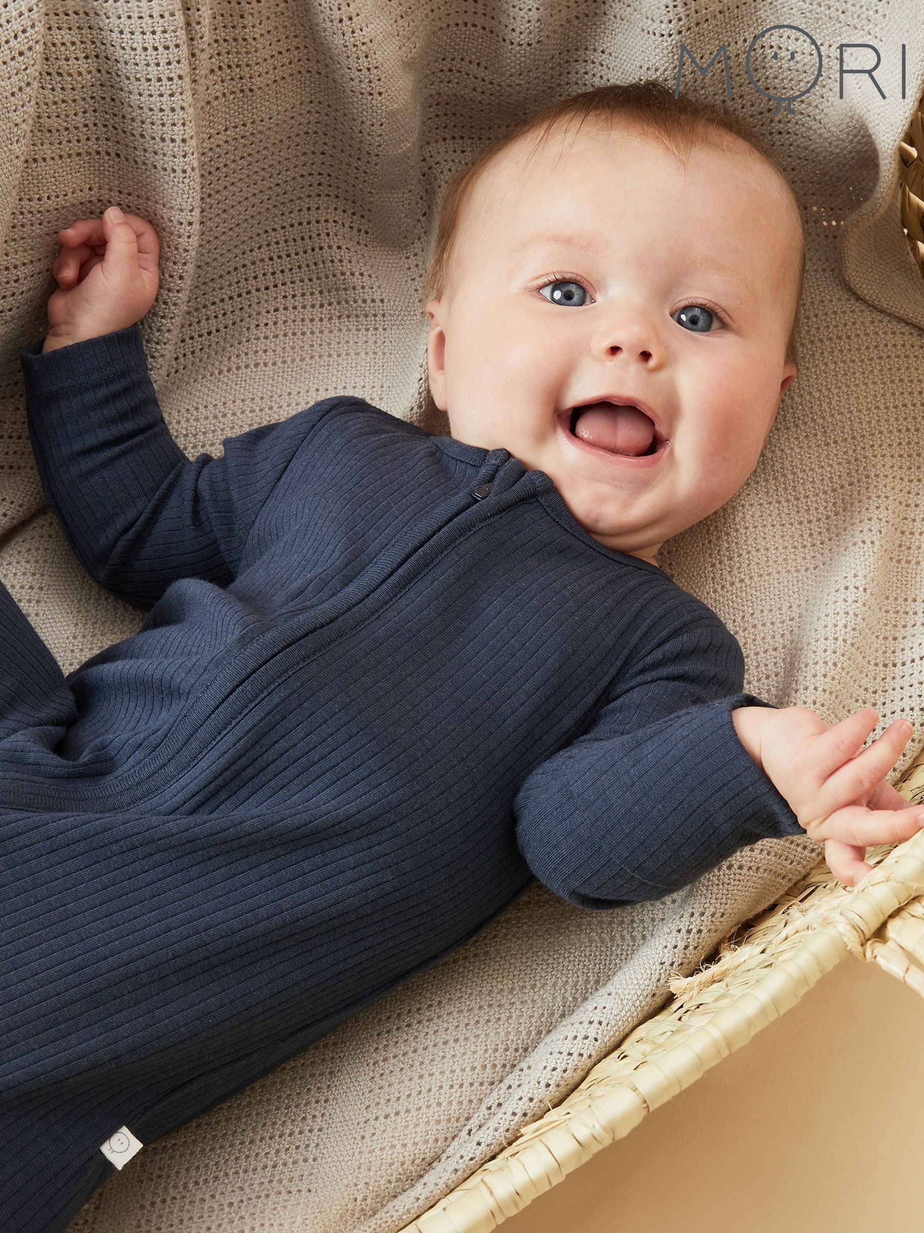 MORI Navy Stretch Supersoft 2 Way Zip Sleepsuit (F74665) | £32.50