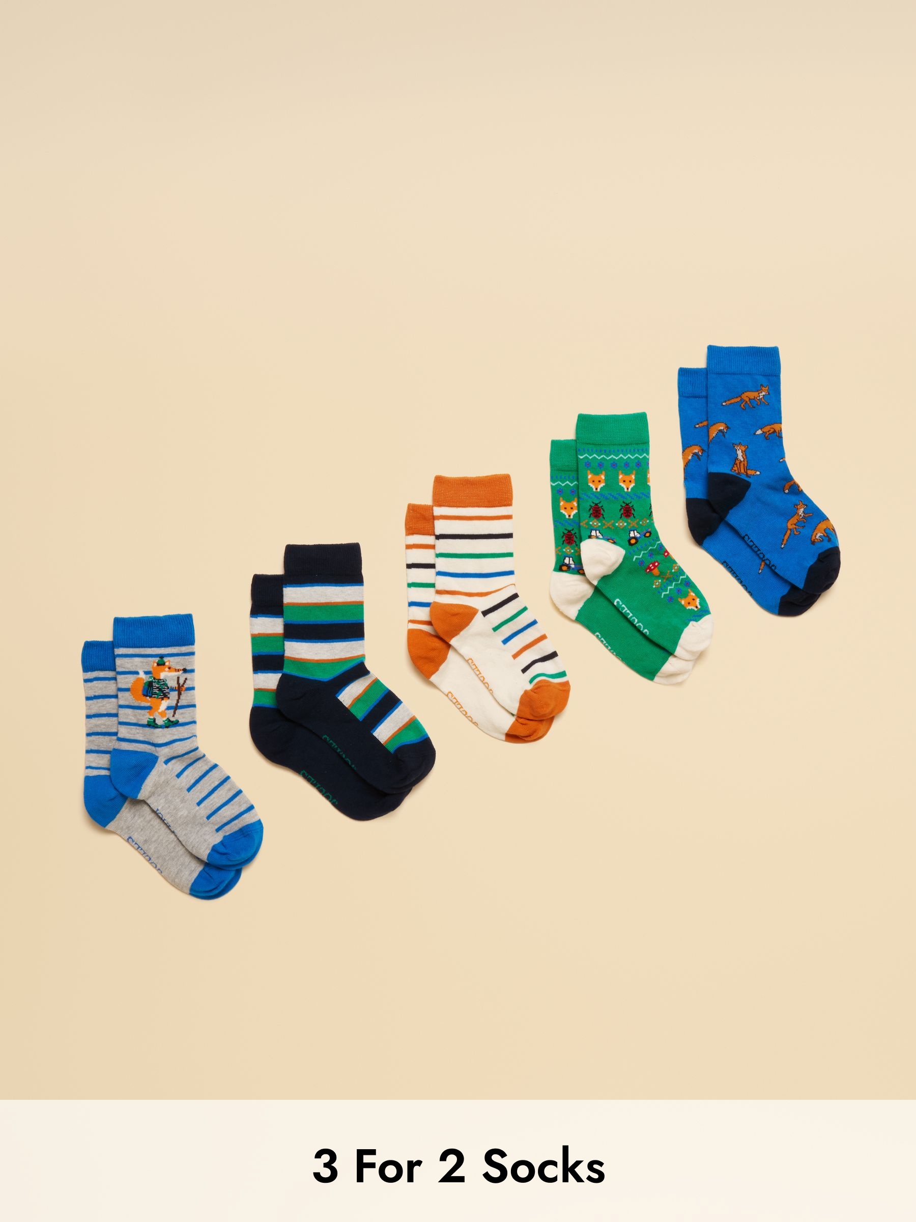 Kids' Eat Feet Orange Fox Socks 5 Pack (F74927) | £10