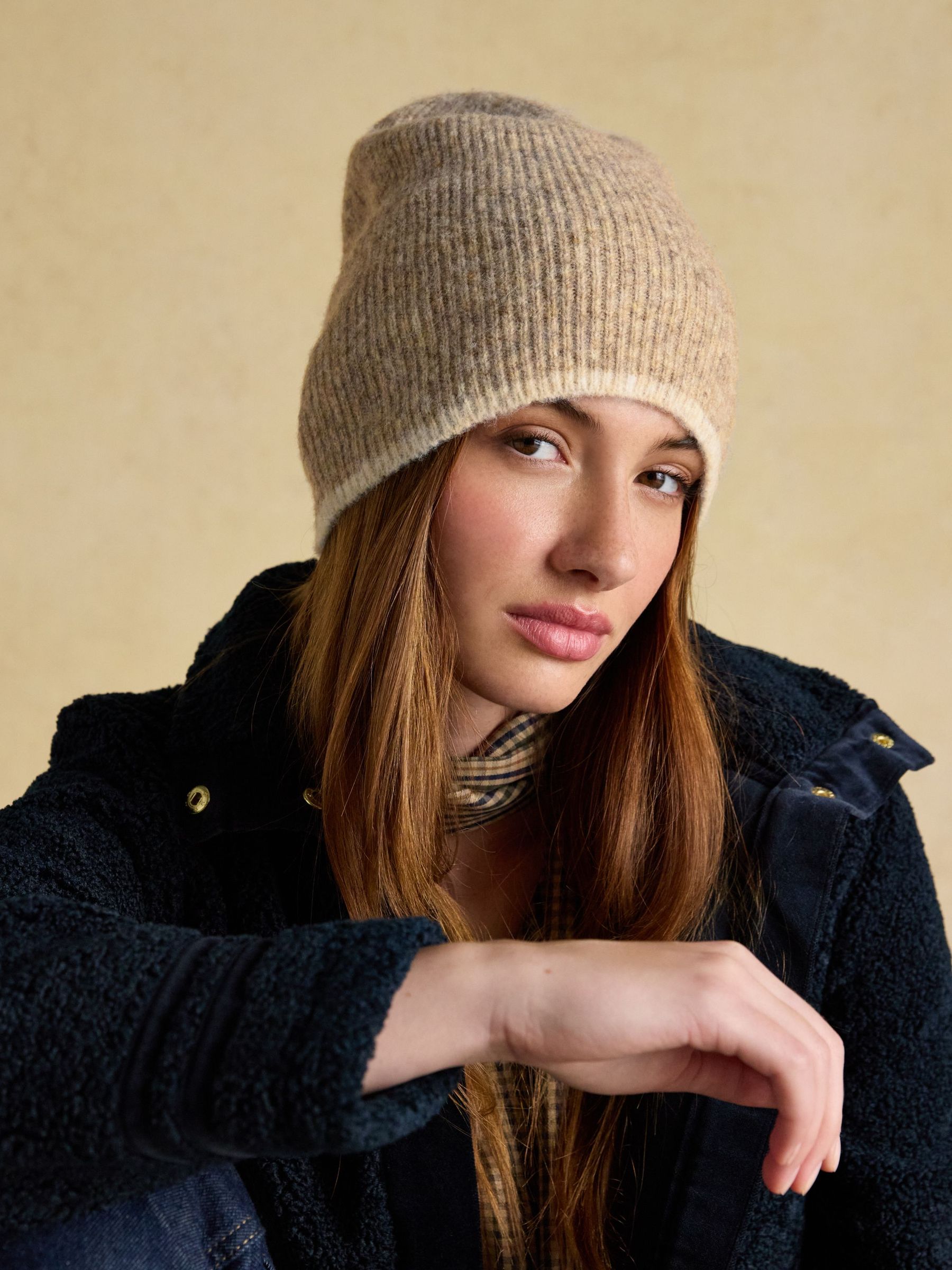 Kendra Neutral Fine Knit Beanie (F74934) | £16