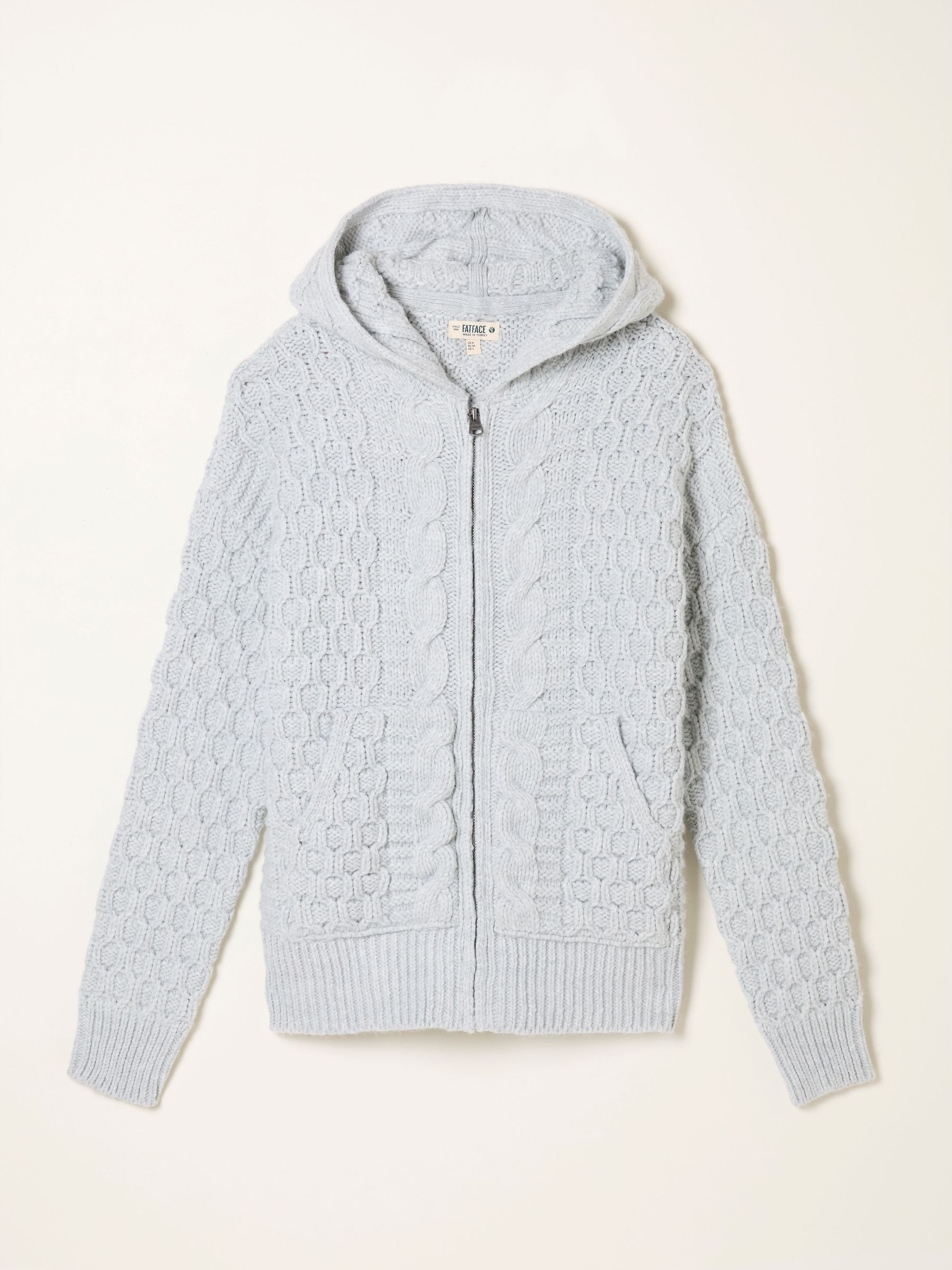 Casey Grey Knitted Cable Hoody (F75780) | £68