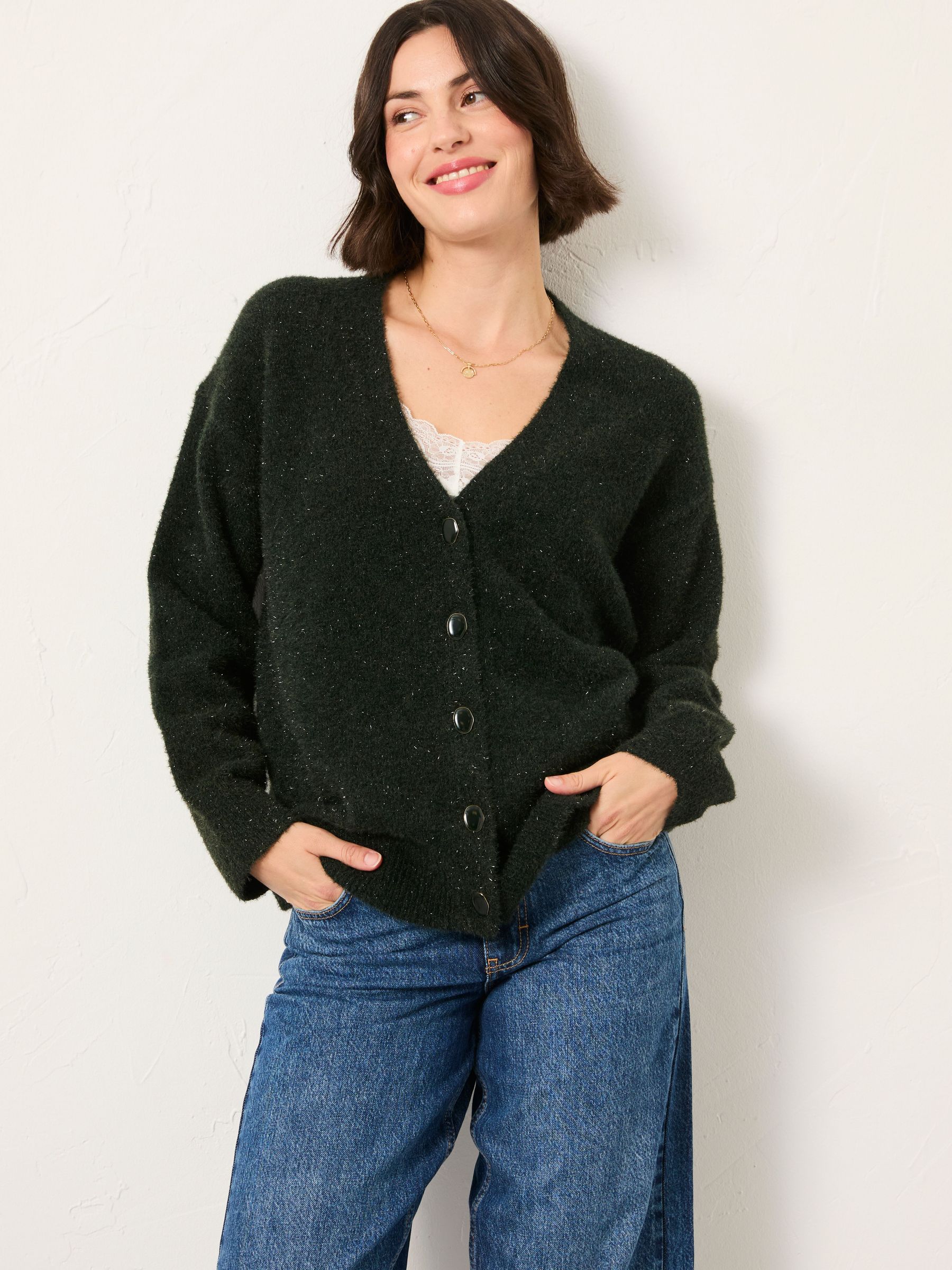 Blanche Green Oversized Knitted Cardigan (F75815) | £65