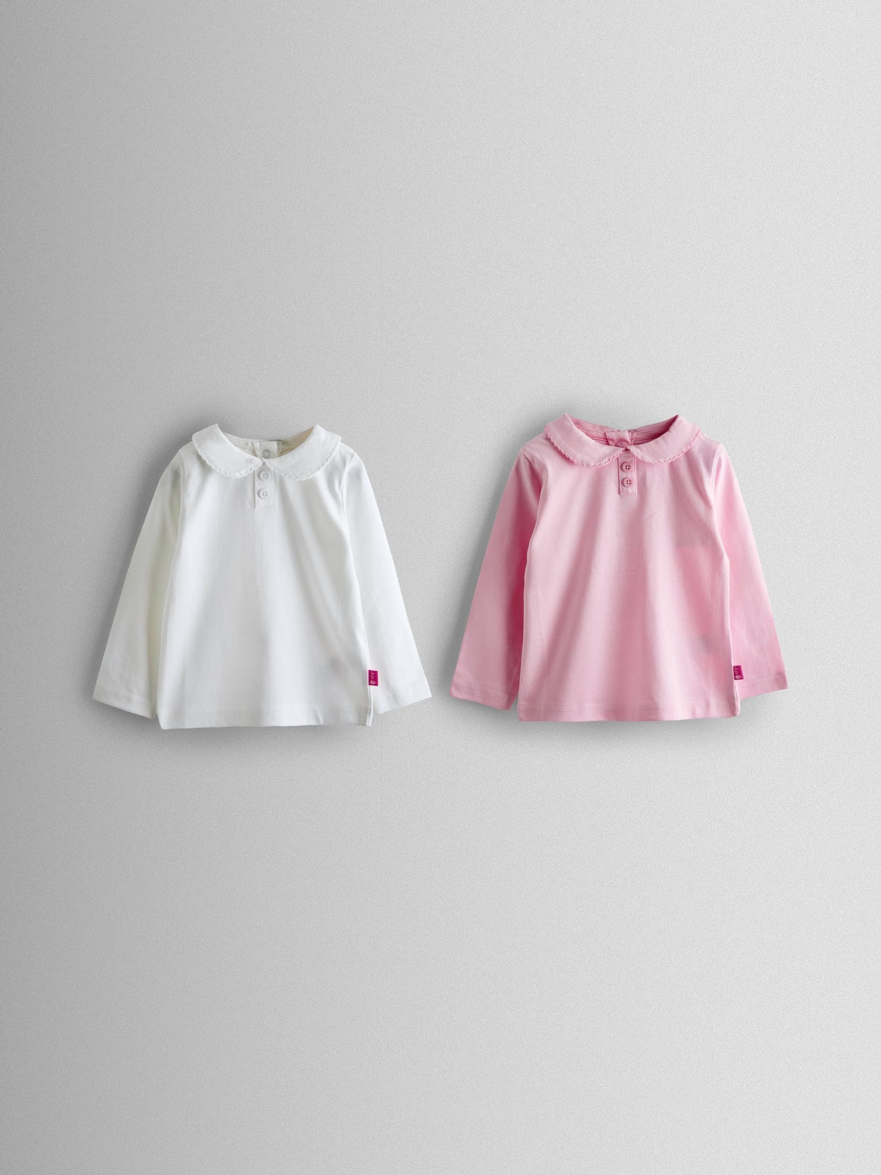 Pink 2-Pack 100% Cotton Plain Peter Pan Tops (F75923) | £19 - £22