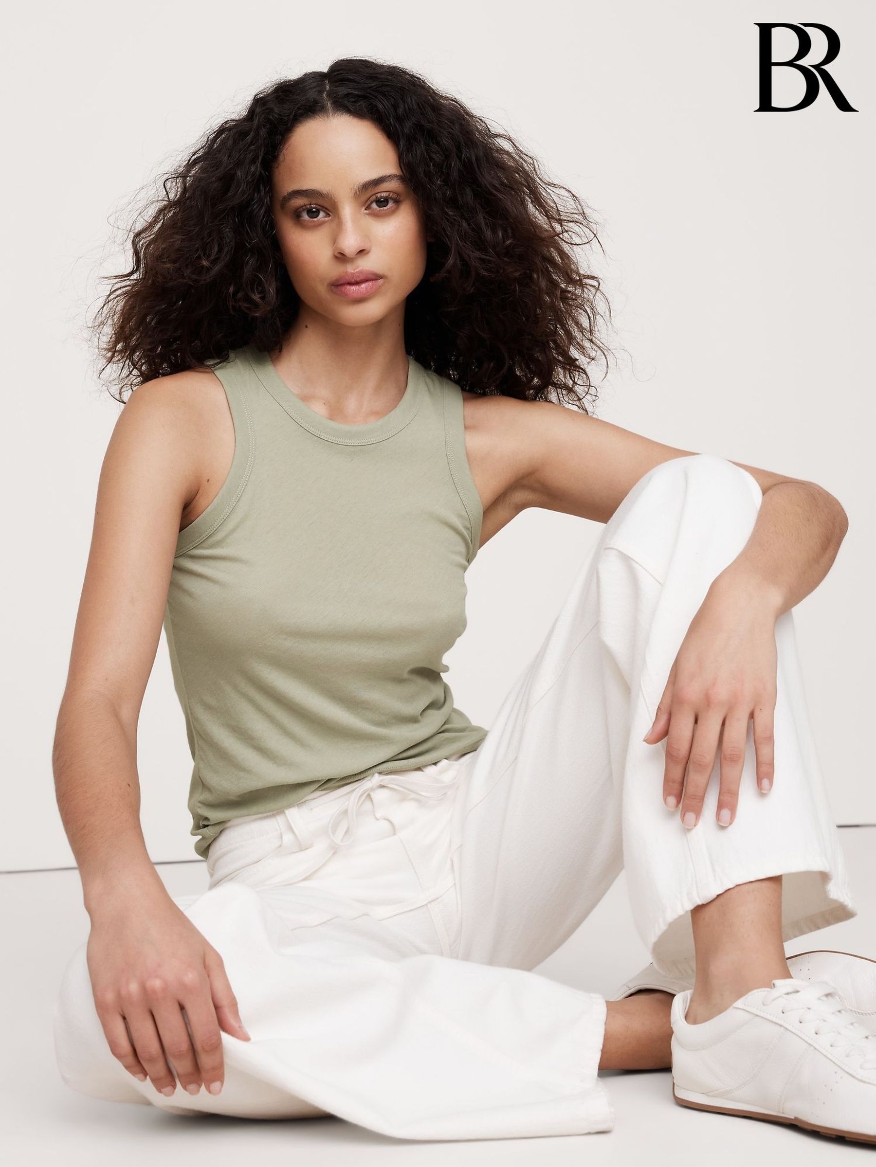 Banana Republic Green Lightweight Cotton Tank Top (F76799) | £20