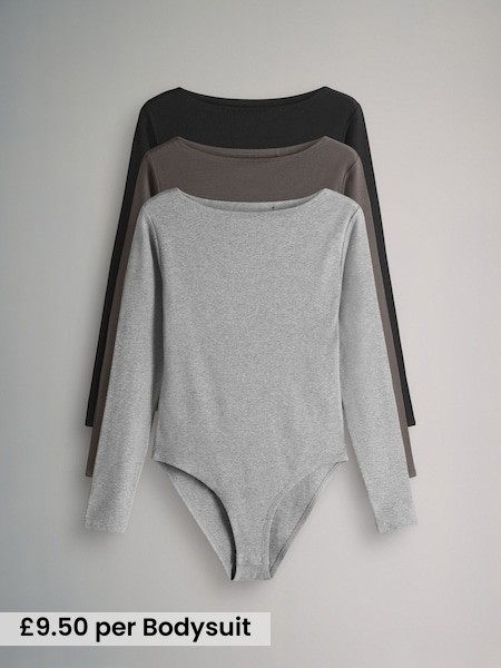 3 Pack Boat Neck Ribbed Bodies (F76835) | £28.50