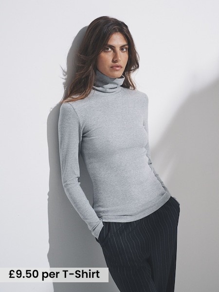 3 Pack Long Sleeve Ribbed Roll Neck T-Shirts (F76839) | £28.50