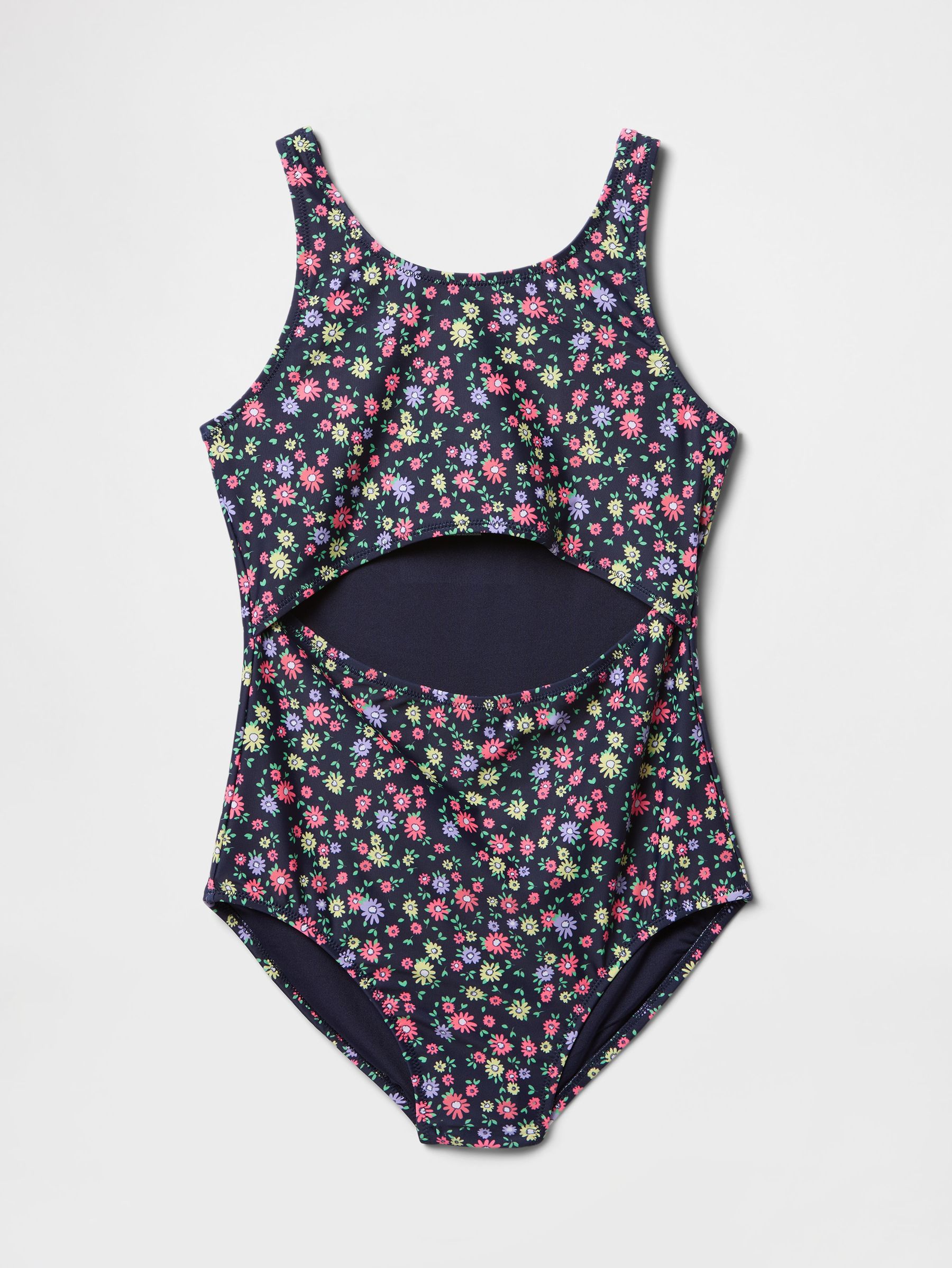 Black Floral Cutout One Piece Swimsuit (4-13yrs) (F77146) | £25