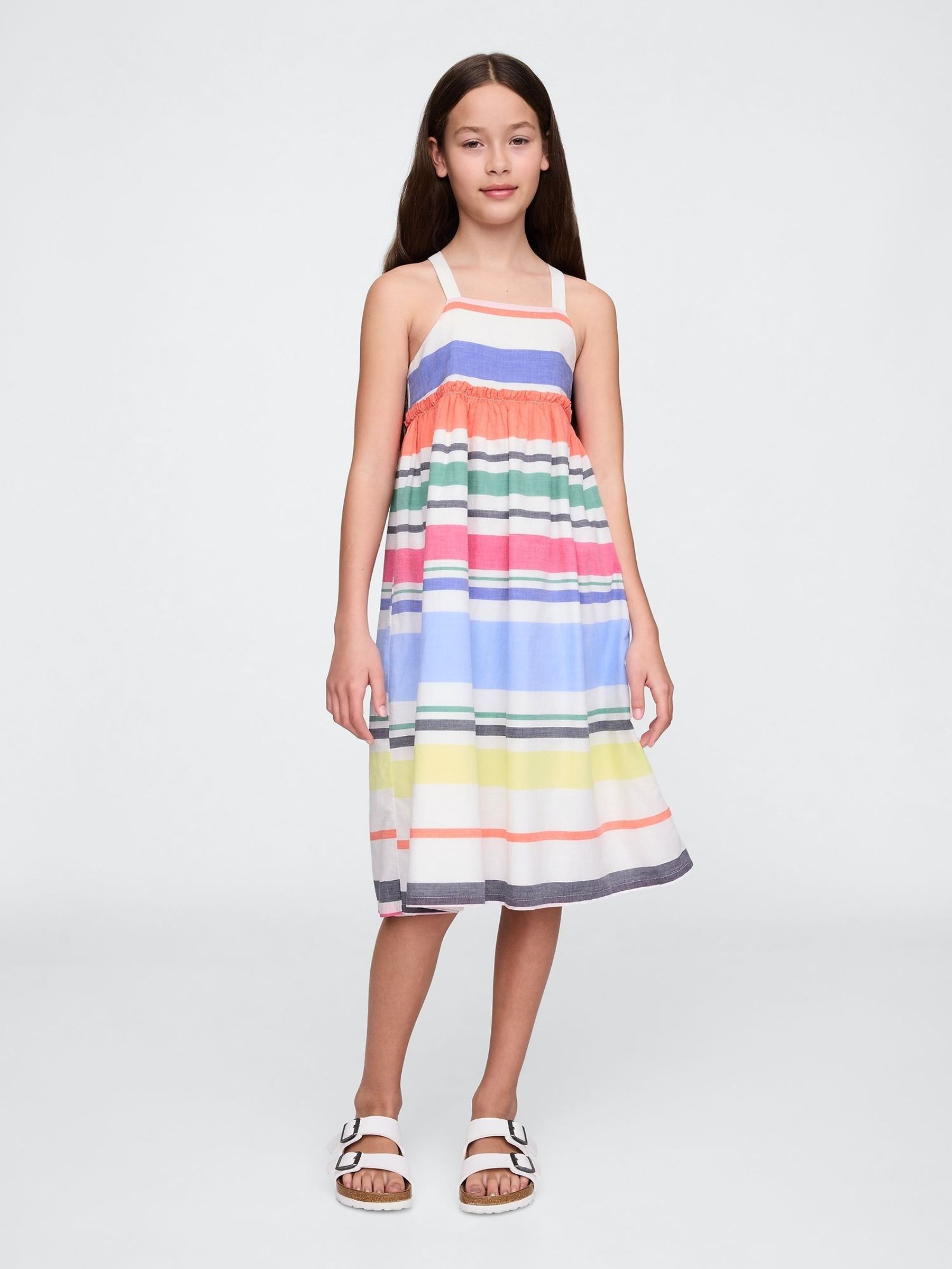 White Rainbow Square Neck Midi Dress (4-13yrs) (F77156) | £35