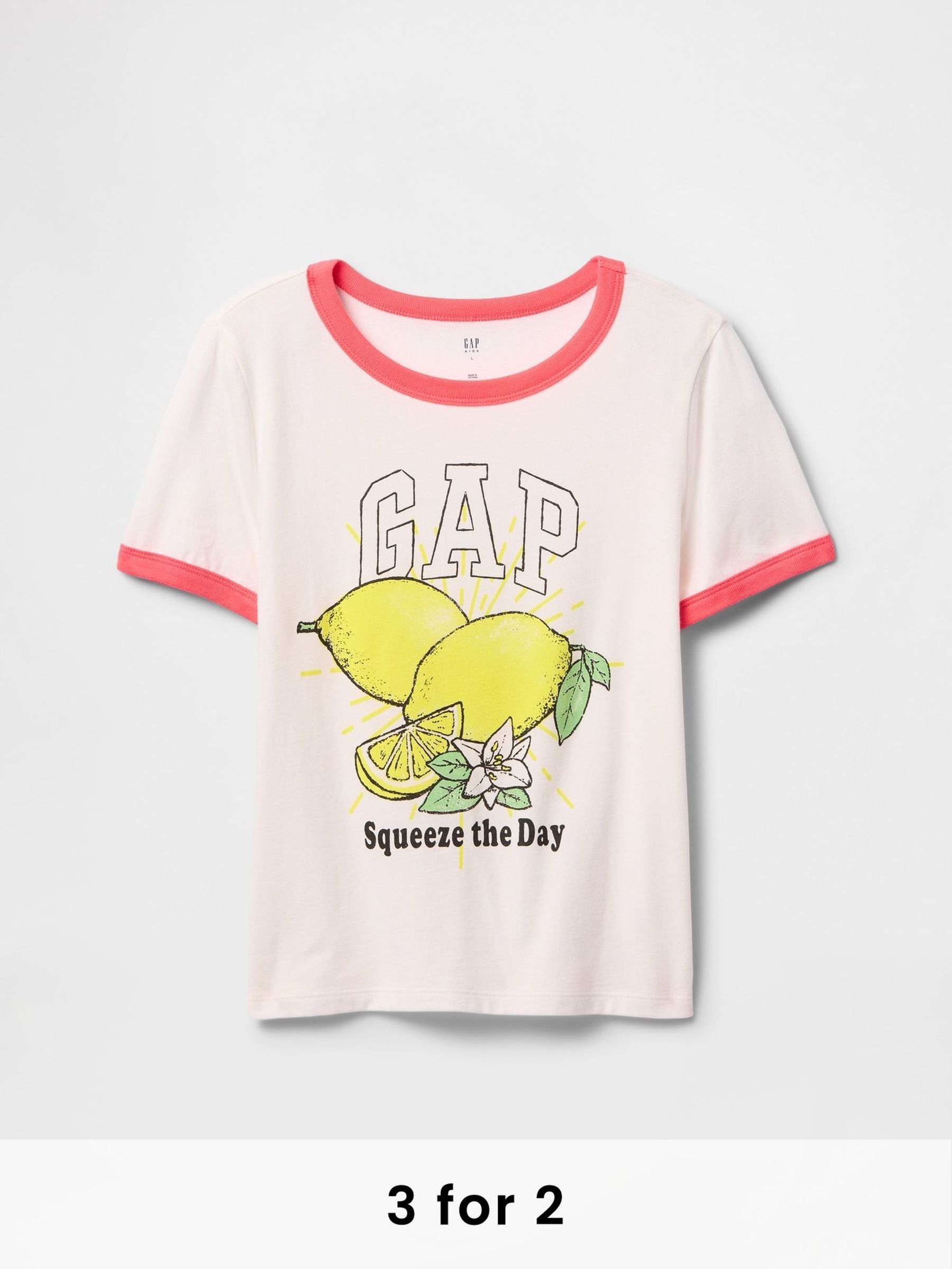 White Lemon Logo Ringer T-Shirt (4-13yrs) (F77166) | £10