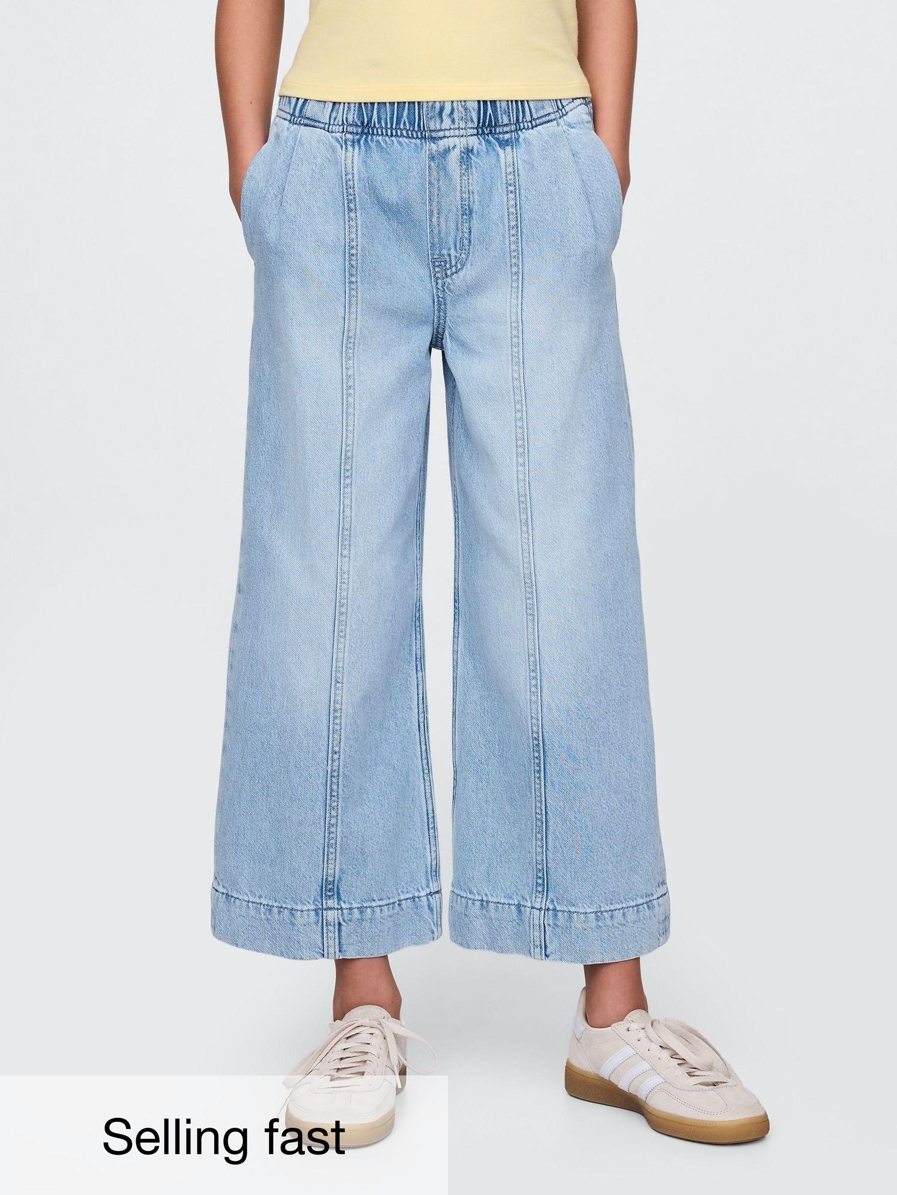 Blue High Waisted Stride Wide-Leg Ankle Jeans (4-13yrs) (F77171) | £25