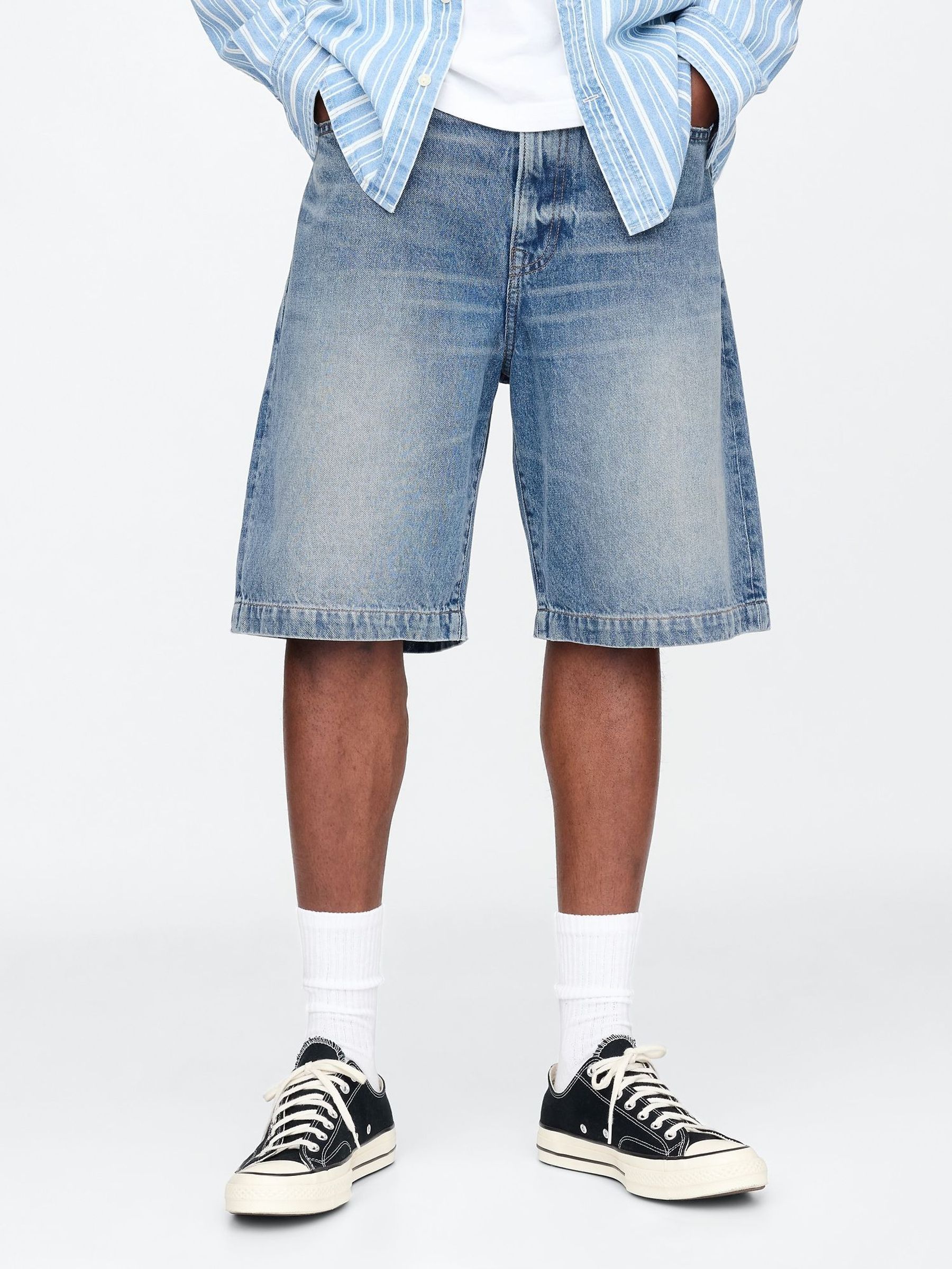 Blue 90s Loose Denim Shorts (F77191) | £45