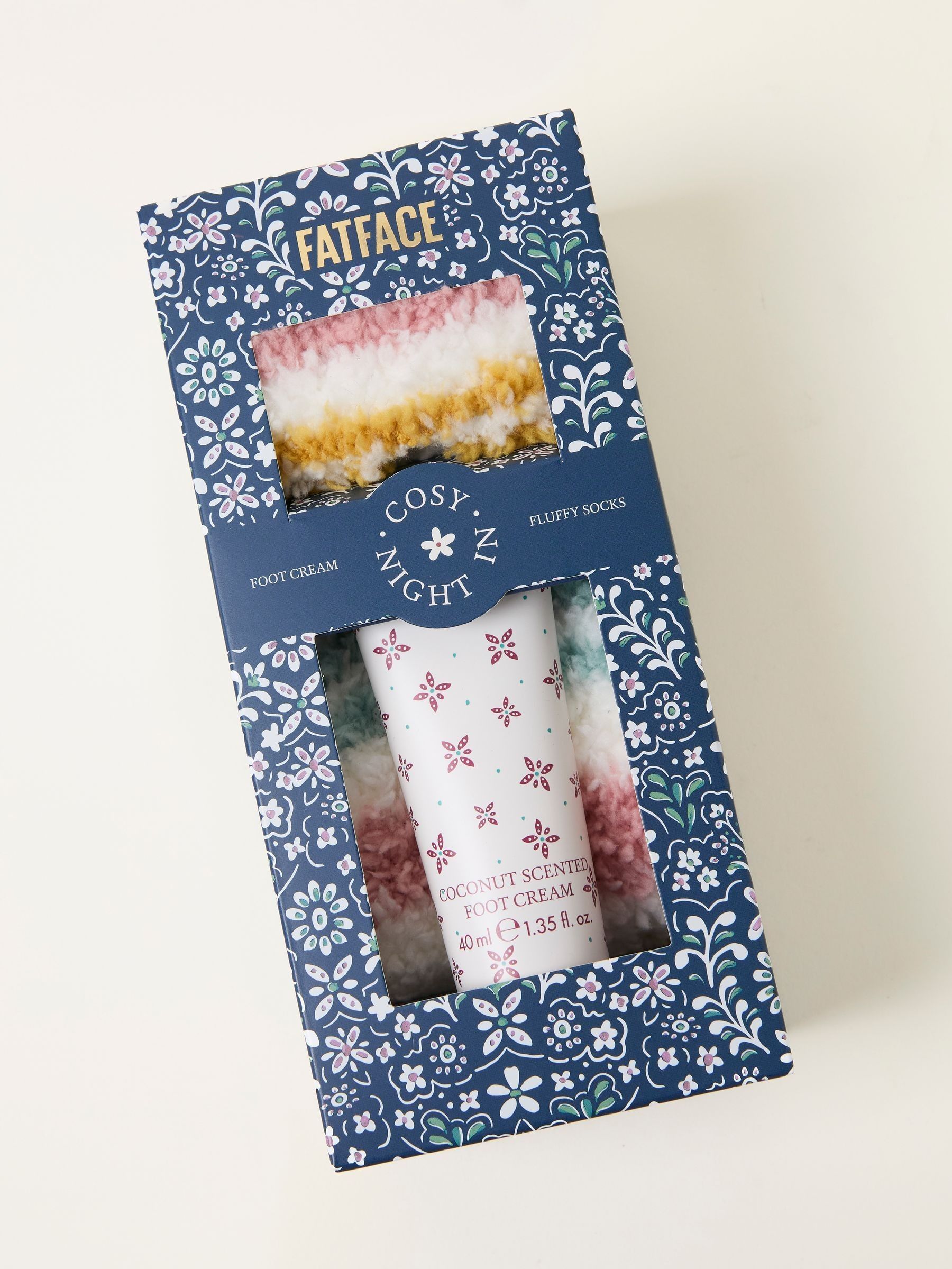Multi Coconut Foot Cream and Stripe Cosy Sock Gift Set (F77239) | £16