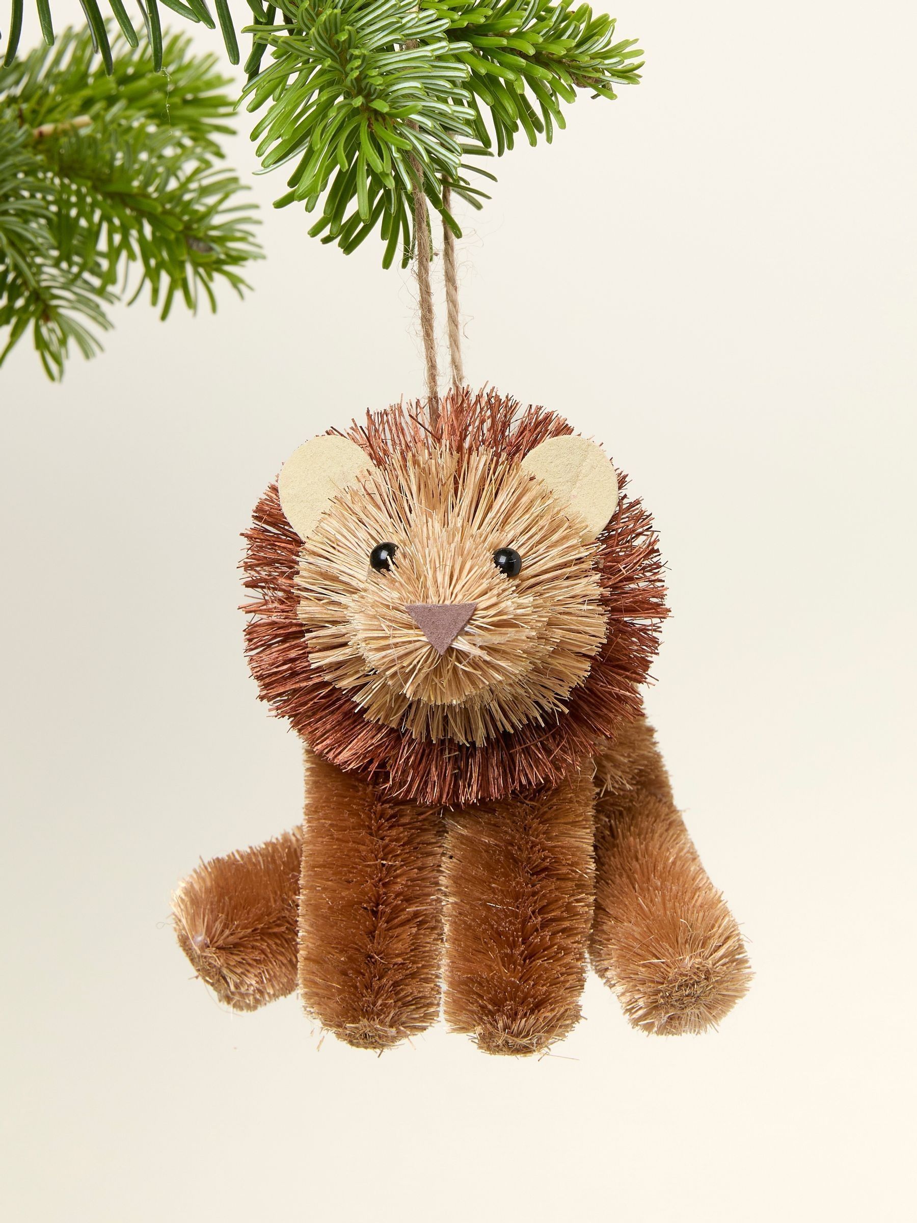 Yellow Lion Brush Christmas Decoration (F77283) | £9