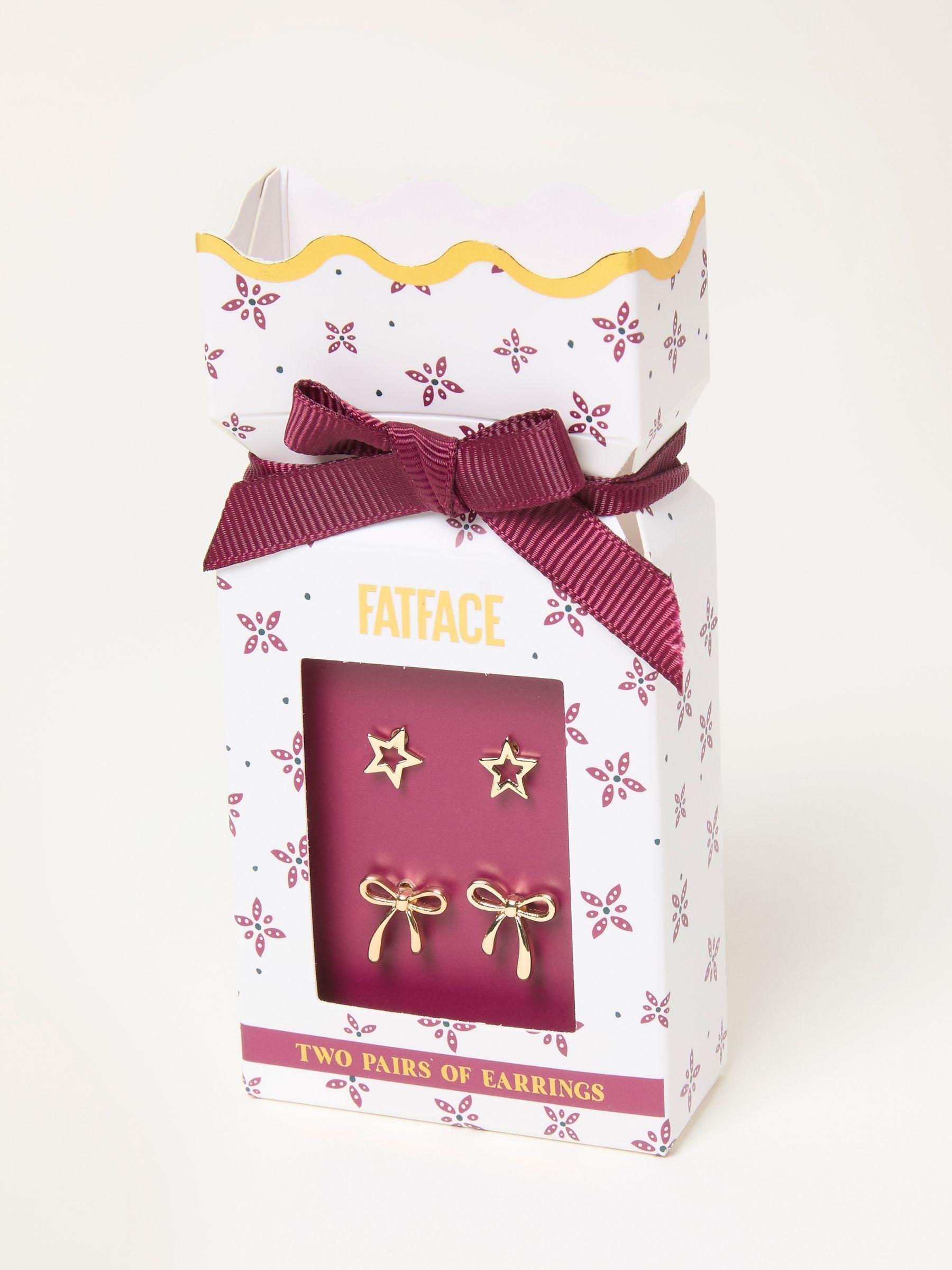 Gold Tone Bow and Star Stud Earring Gift Set (F77442) | £15