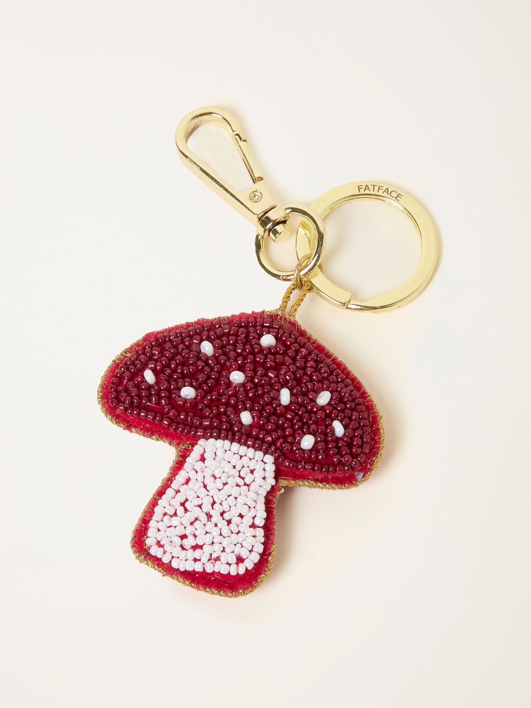 Red Mushroom Beaded Bag Charm Keyring (F77453) | £8.50