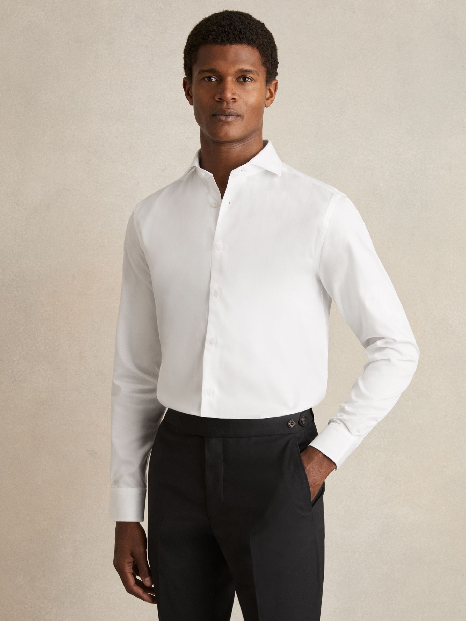 Regular Fit Cotton-Twill Two-Fold Shirt Slim-Fit in White (F77486) | £88