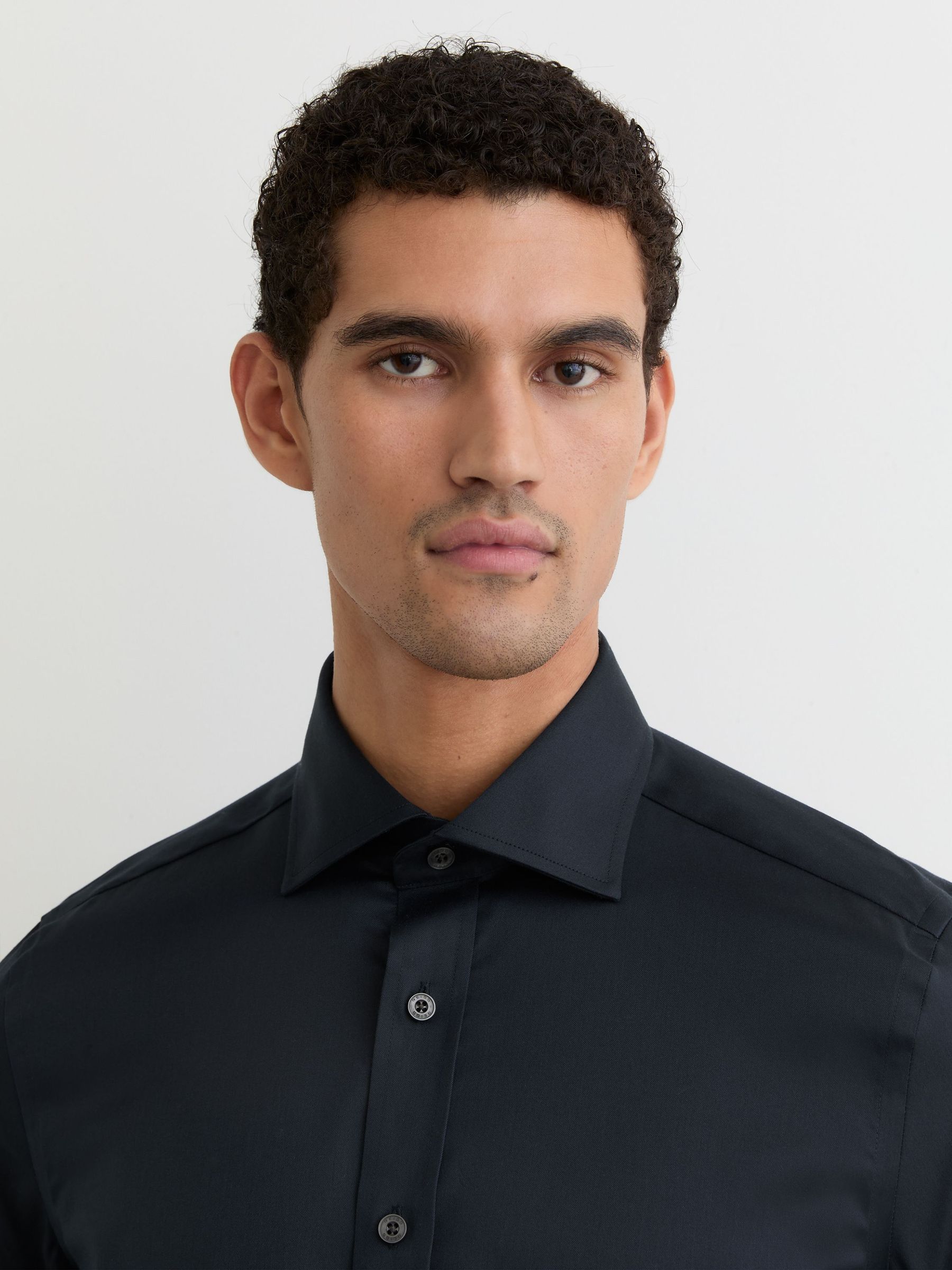 Slim Fit Cotton-Tencel Stretch Shirt in Blue (F77488) | £88