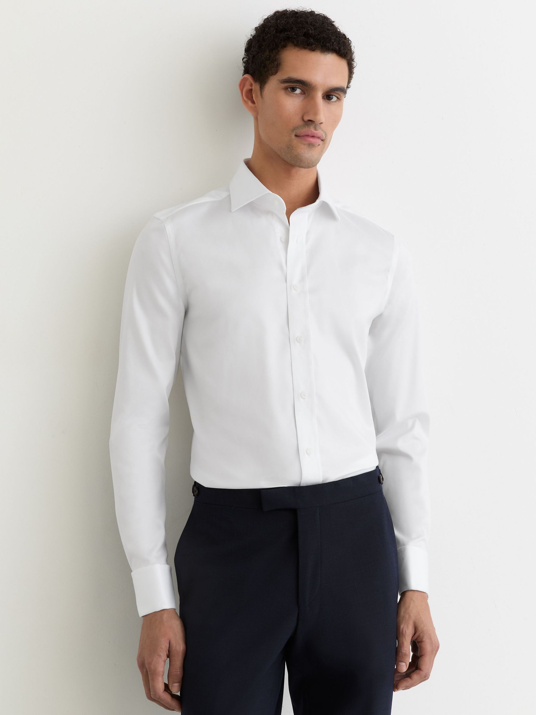 Slim Fit Stretch Double-Cuff Shirt Cotton-Blend in White (F77496) | £98