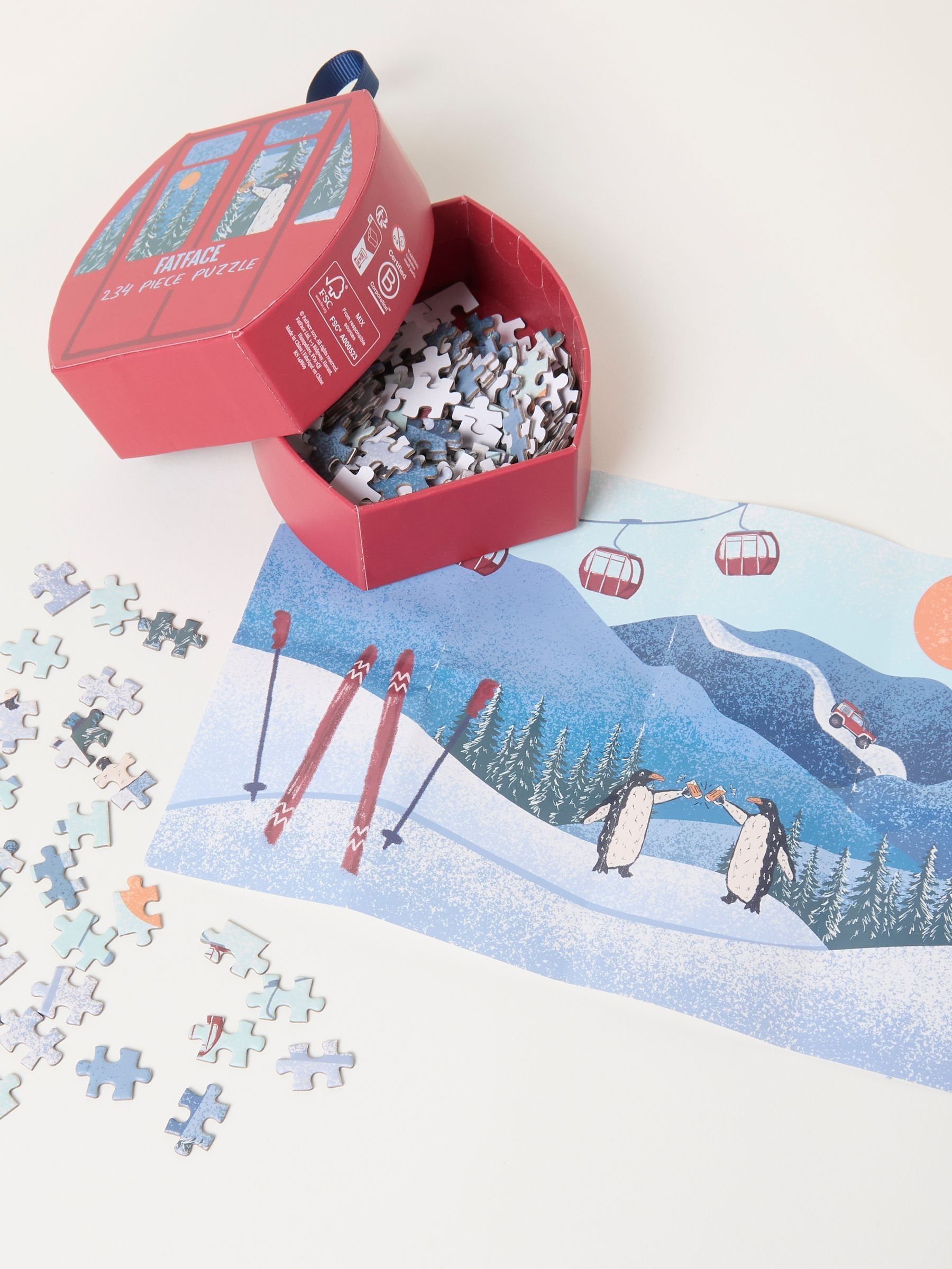 Red 234 Piece Apres Ski Penguin Scene Puzzle (F77526) | £9.50