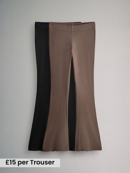 2 Pack Ribbed Flare Leg Trousers (F77548) | £30